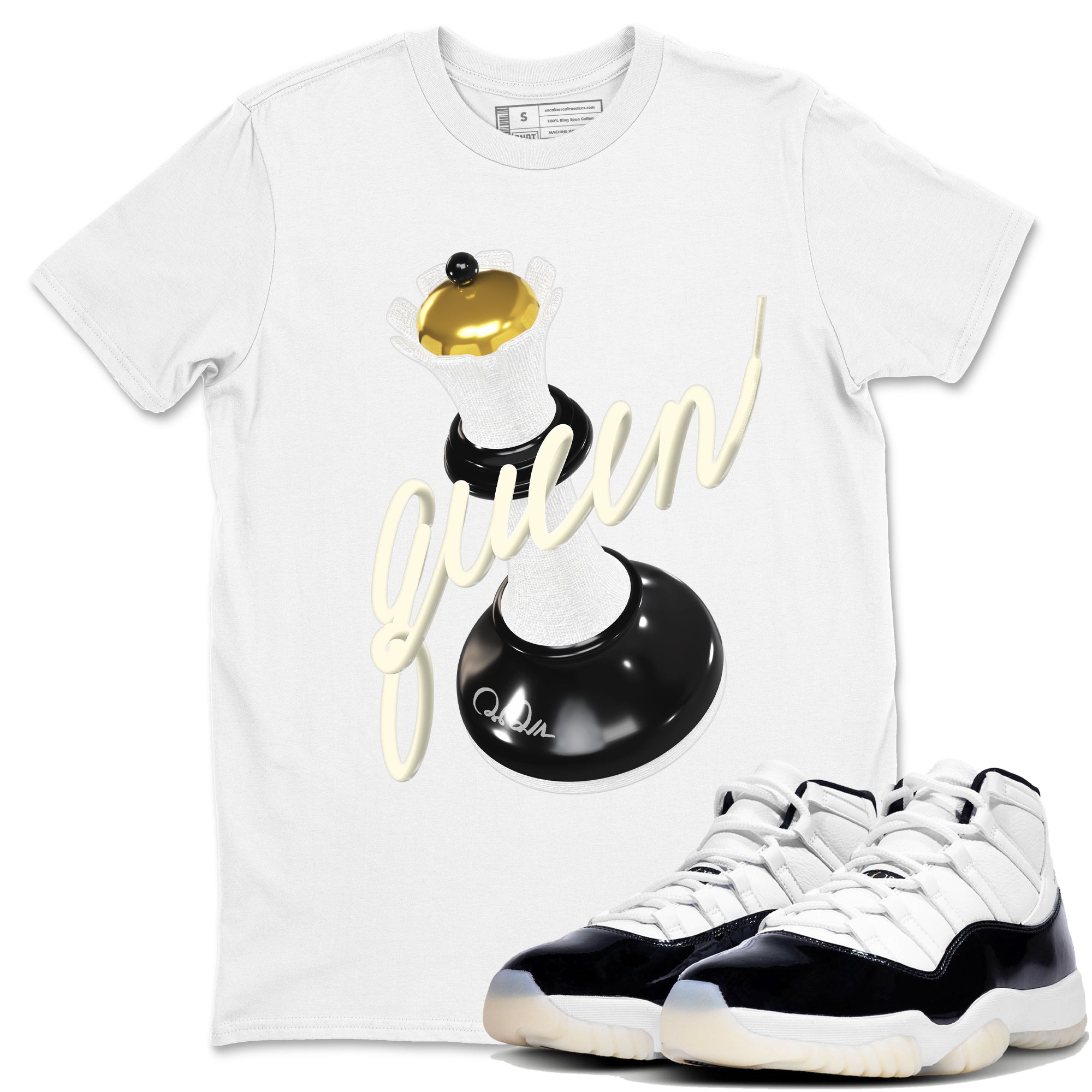 11s Gratitude shirt to match jordans 3D Queen sneaker tees Air Jordan 11 Gratitude Drip Gear Zone Unisex White 1 T-Shirt