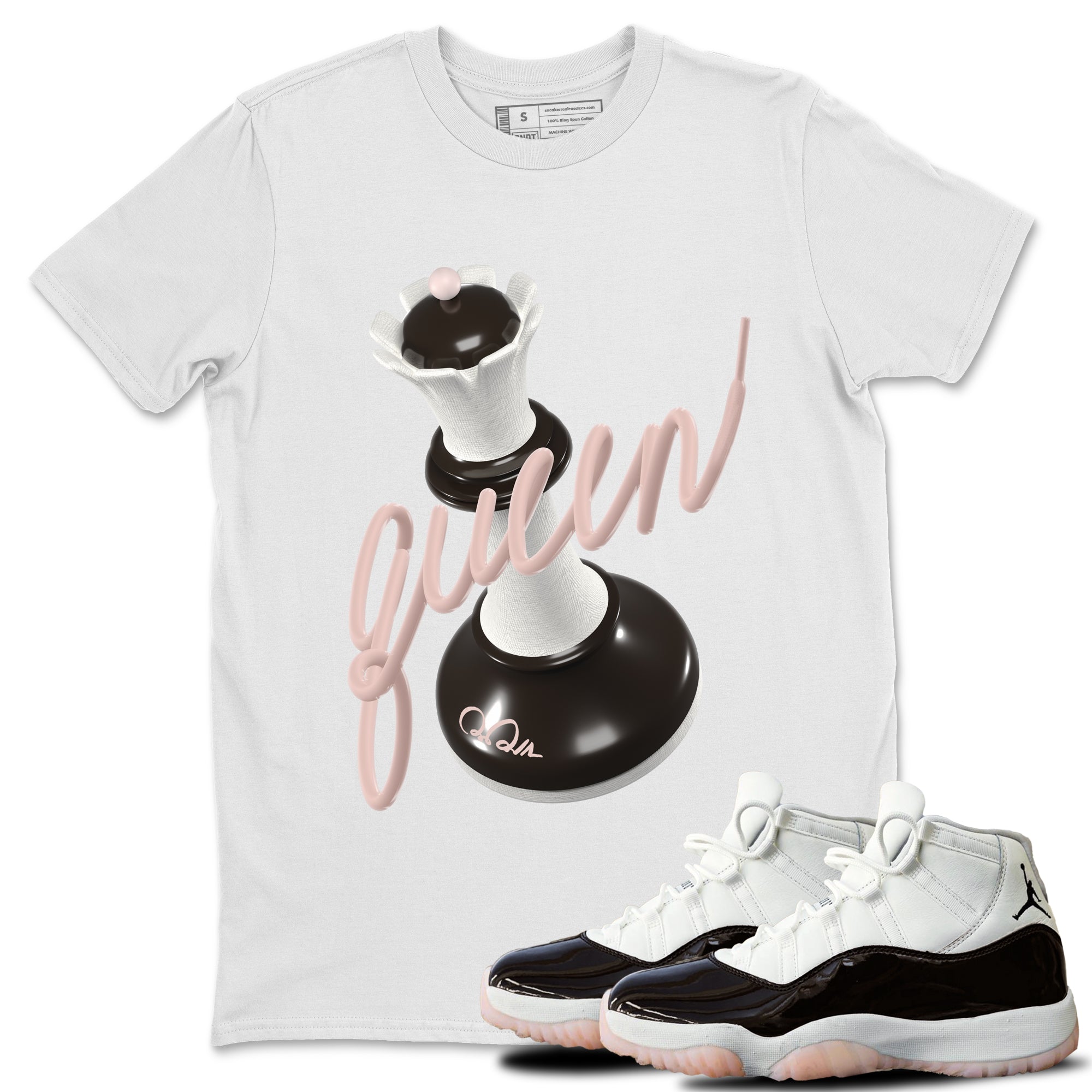 Air Jordan 11 Neapolitan shirt to match jordans 3D Queen sneaker matching t-shirts and clothing AJ11 Neapolitan Drip Gear Zone Cotton Casual Unisex White 1 T-Shirt