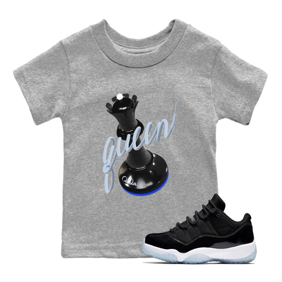 Air Jordan 11 Space shirt to match jordans 3D Queen sneaker tees AJ11 Space Drip Gear Zone baby toddler Heather Grey 1 cotton Shirt