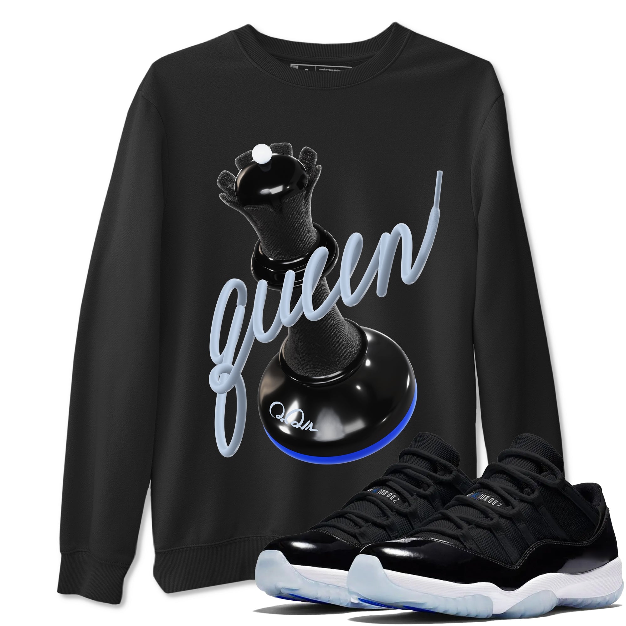 Air Jordan 11 Space shirt to match jordans 3D Queen sneaker tees AJ11 Space Drip Gear Zone unisex cotton Black 1 crew neck shirt