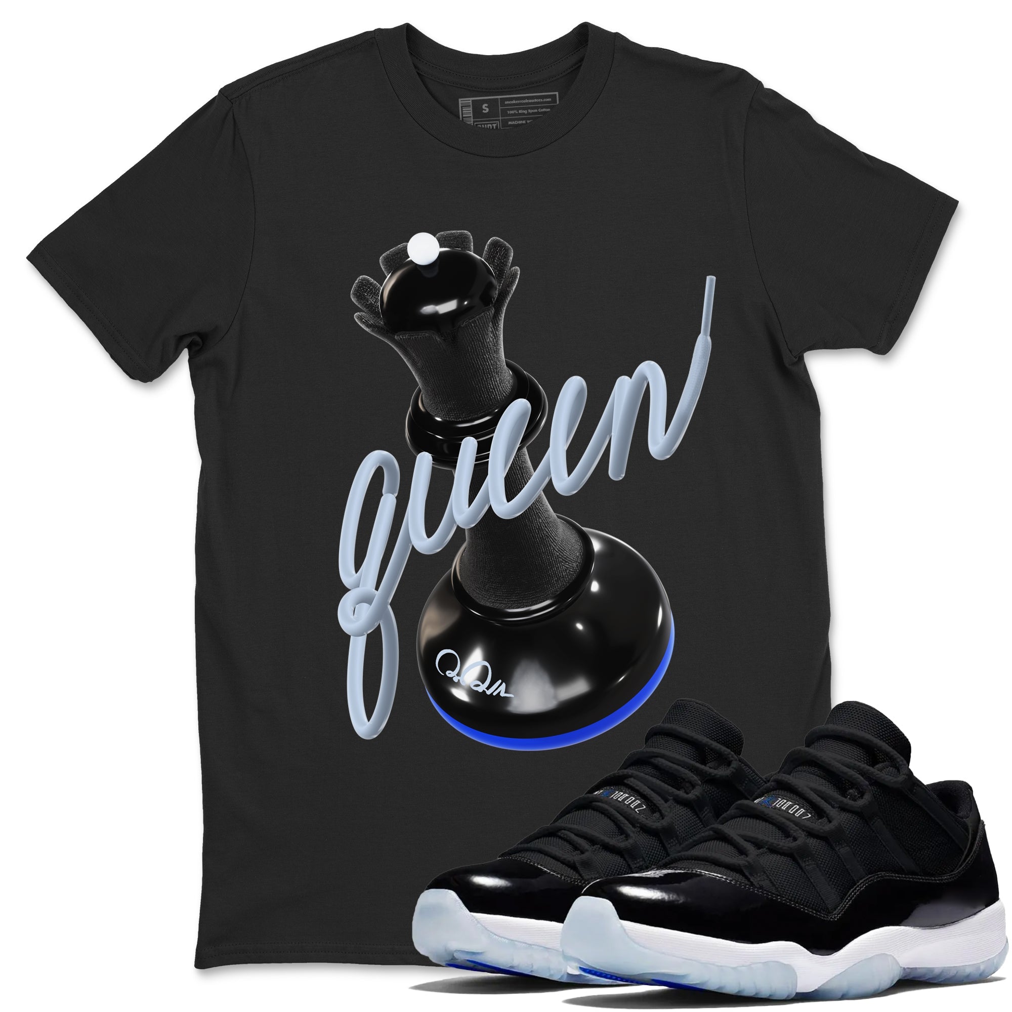 Air Jordan 11 Space shirt to match jordans 3D Queen sneaker tees AJ11 Space Drip Gear Zone unisex cotton Black 1 crew neck shirt