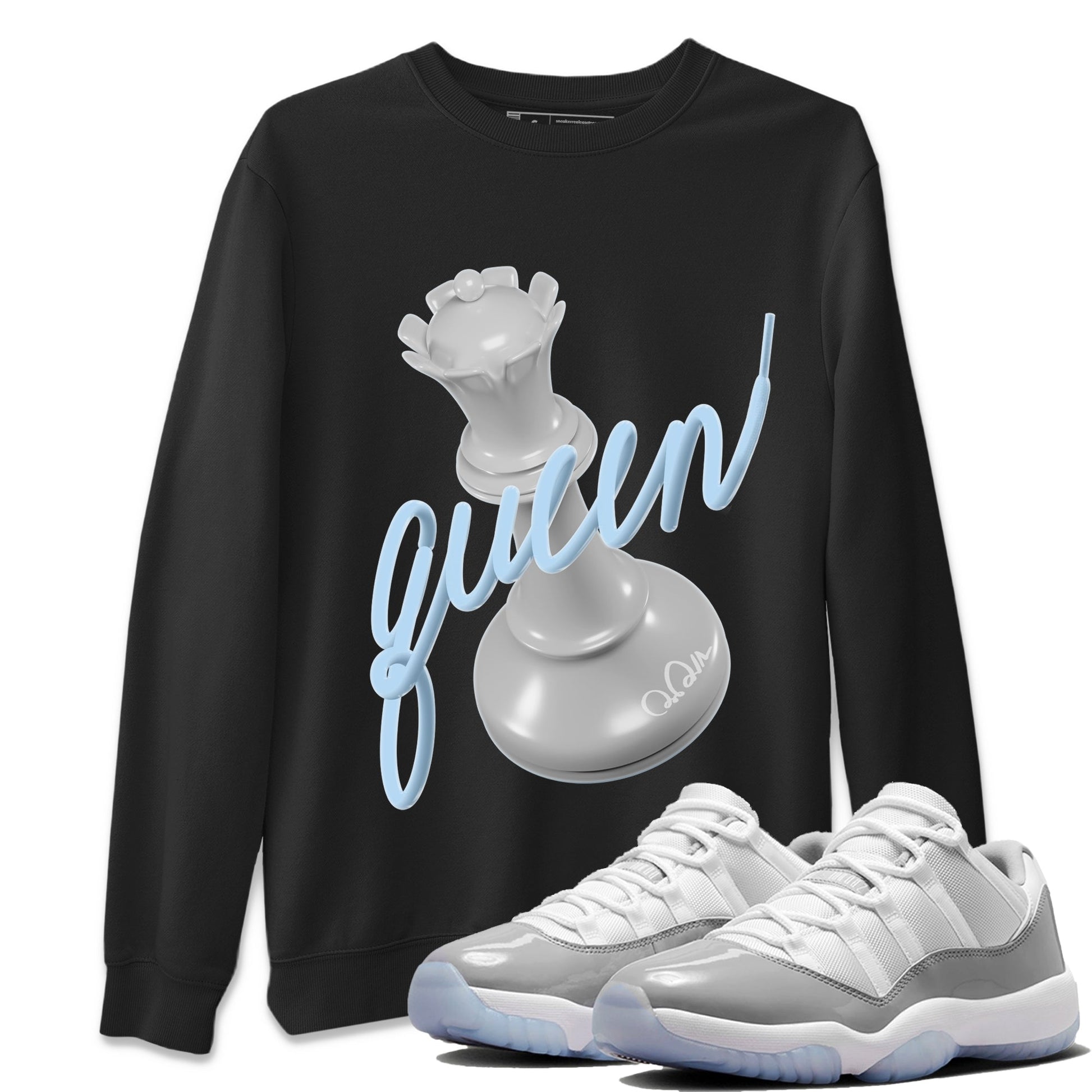 Air Jordan 11 White Cement Sneaker Match Tees 3D Queen Streetwear Sneaker Shirt Air Jordan 11 Cement Grey Sneaker Release Tees Unisex Shirts Black 1