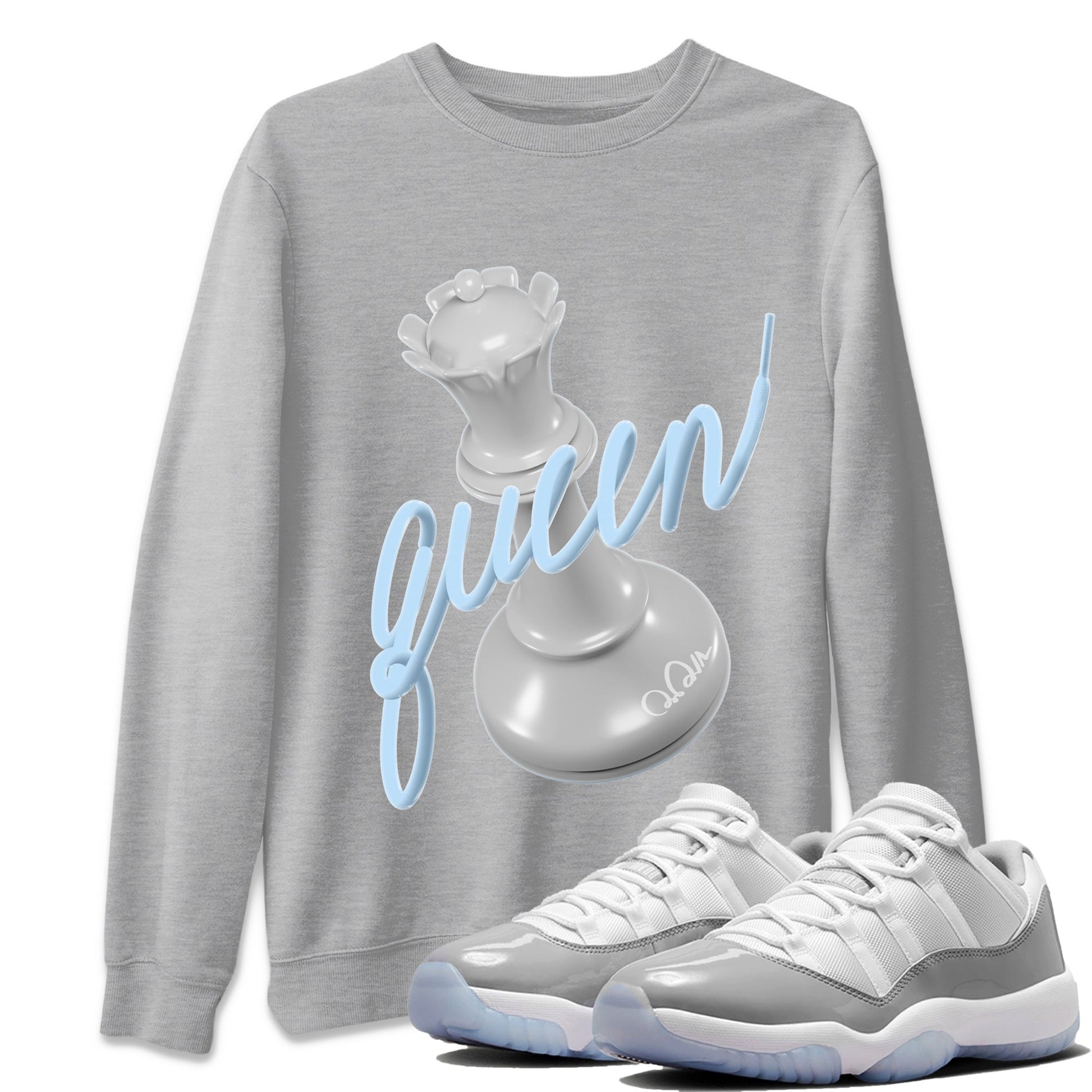 Air Jordan 11 White Cement Sneaker Match Tees 3D Queen Streetwear Sneaker Shirt Air Jordan 11 Cement Grey Sneaker Release Tees Unisex Shirts Heather Grey 1