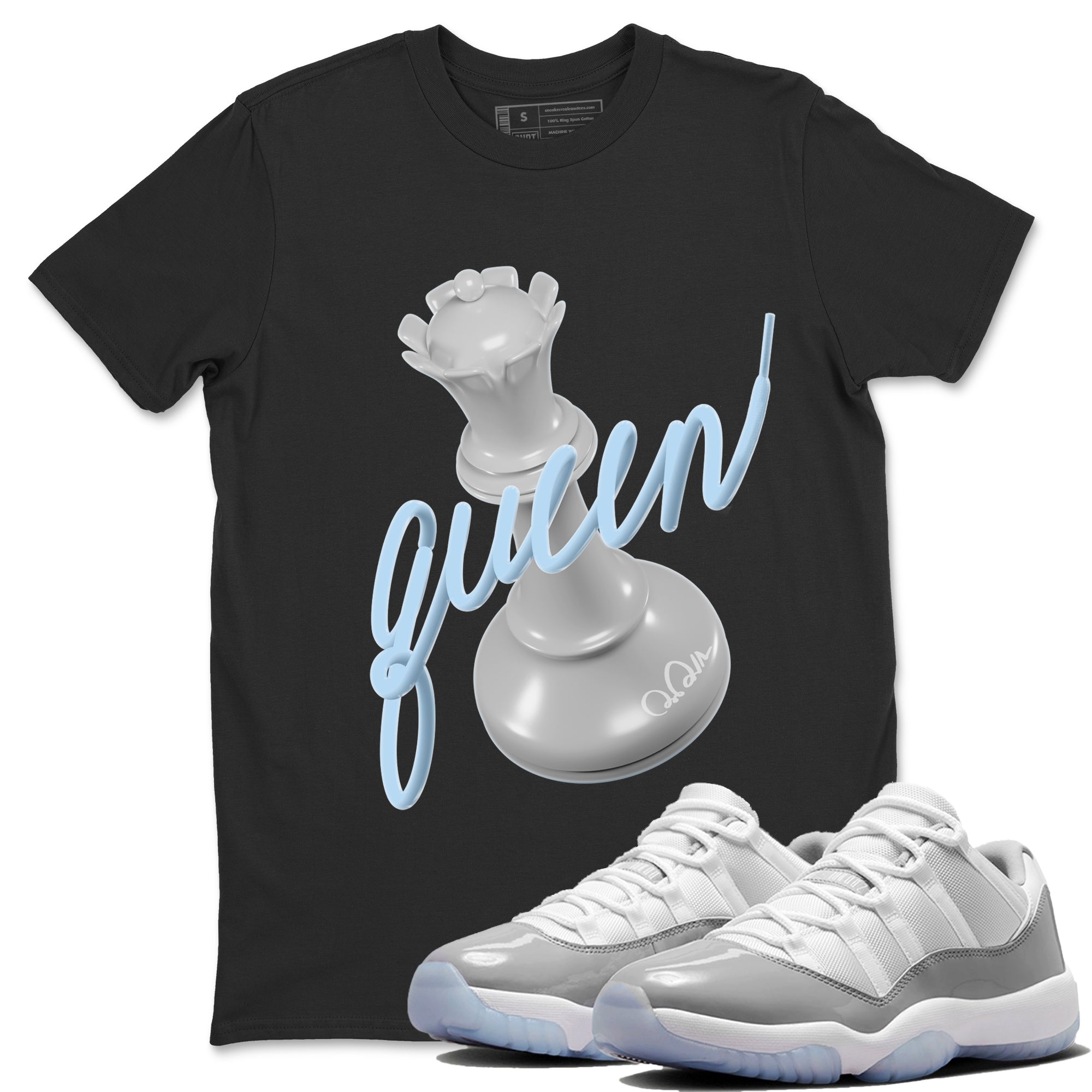 Air Jordan 11 White Cement Sneaker Match Tees 3D Queen Streetwear Sneaker Shirt Air Jordan 11 Cement Grey Sneaker Release Tees Unisex Shirts Black 1