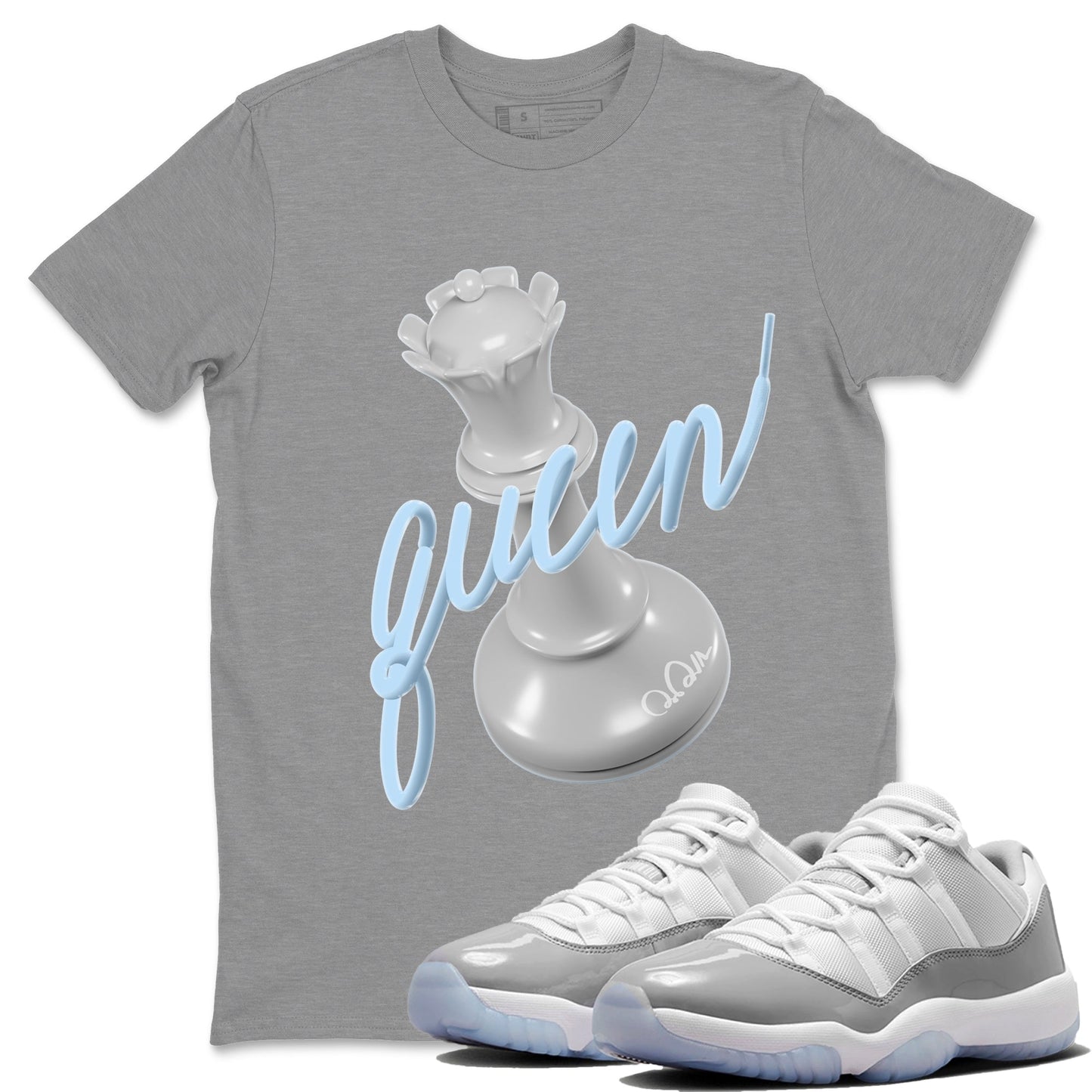 Air Jordan 11 White Cement 3D Queen Crew Neck Streetwear Sneaker Shirt Air Jordan 11 Cement Grey Sneaker T-Shirts Size Chart