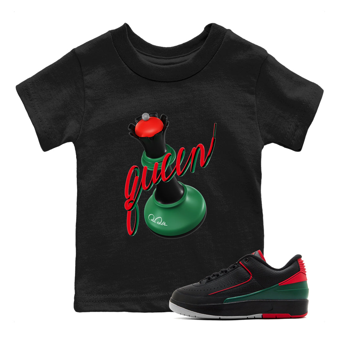 Jordan 2 Low Christmas X-mas Holiday special gift shirt to match jordans 3D Queen sneaker tees Air Jordan 2 Christmas Drip Gear Zone Baby Toddler Black 1 T-Shirt