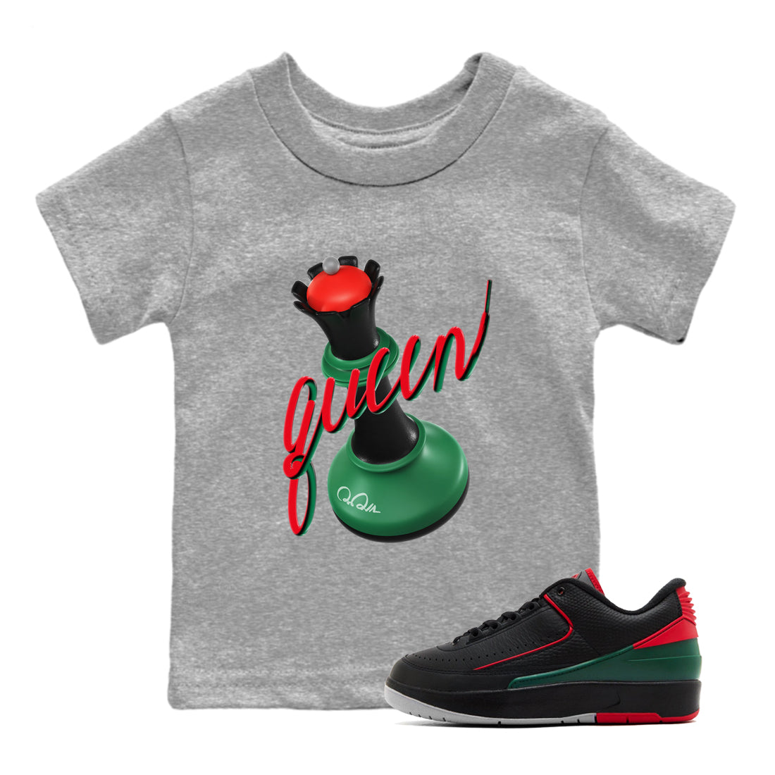 Jordan 2 Low Christmas X-mas Holiday special gift shirt to match jordans 3D Queen sneaker tees Air Jordan 2 Christmas Drip Gear Zone Baby Toddler Heather Grey 1 T-Shirt