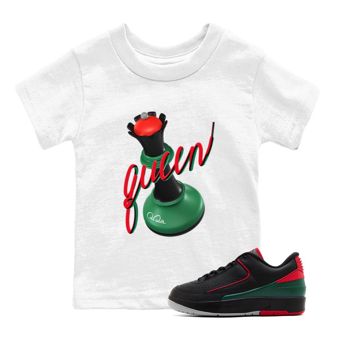 Jordan 2 Low Christmas X-mas Holiday special gift shirt to match jordans 3D Queen sneaker tees Air Jordan 2 Christmas Drip Gear Zone Baby Toddler White 1 T-Shirt