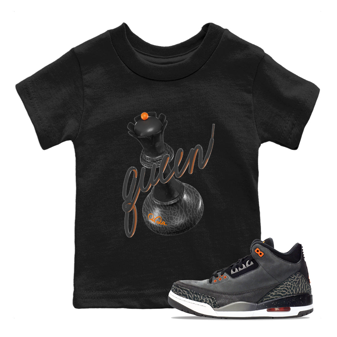 Air Jordan 3 Fear shirt to match jordans 3D Queen sneaker tees AJ3 Fear Drip Gear Zone Baby Toddler Black 1 T-Shirt