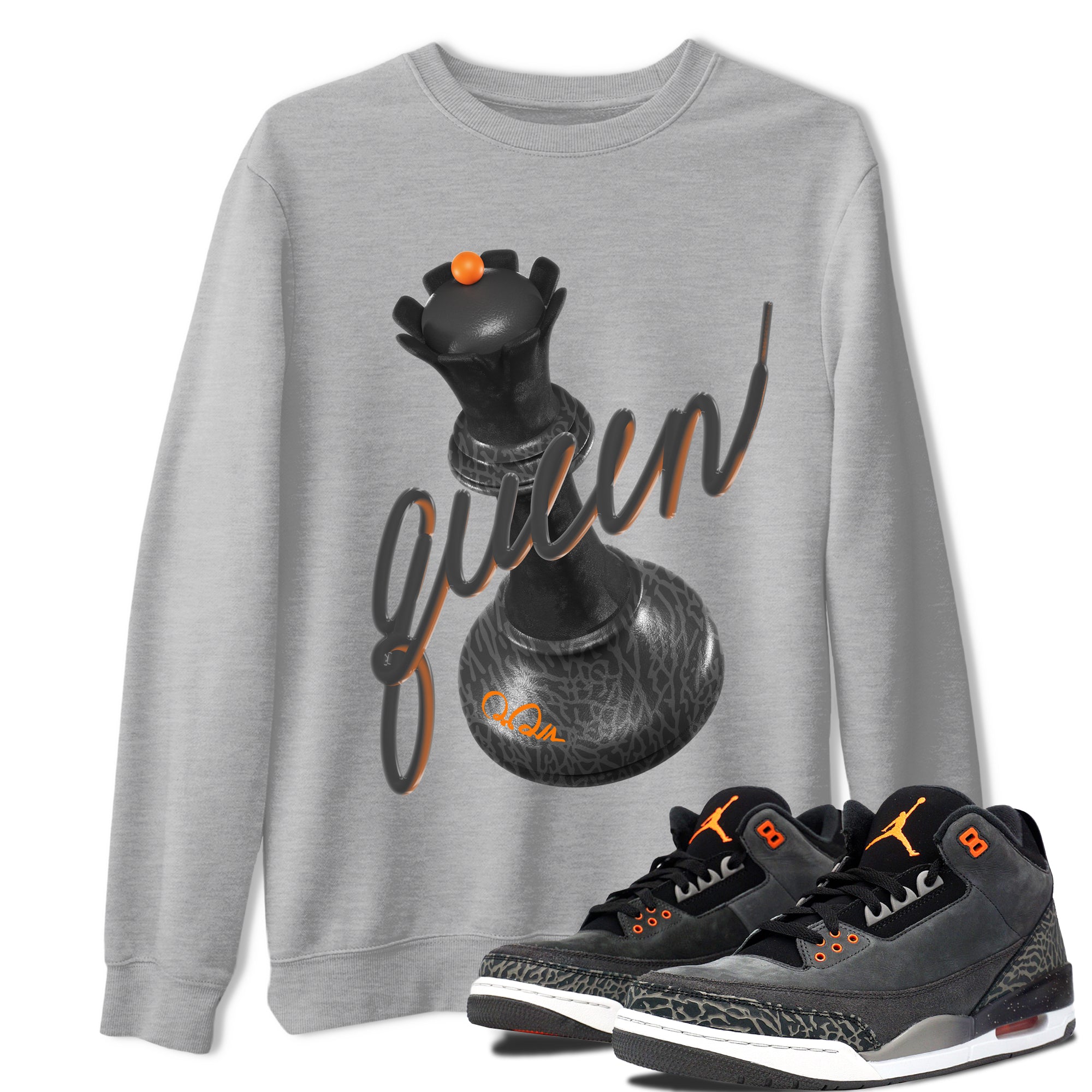Air Jordan 3 Fear shirt to match jordans 3D Queen sneaker tees AJ3 Fear Drip Gear Zone Unisex Heather Grey 1 T-Shirt