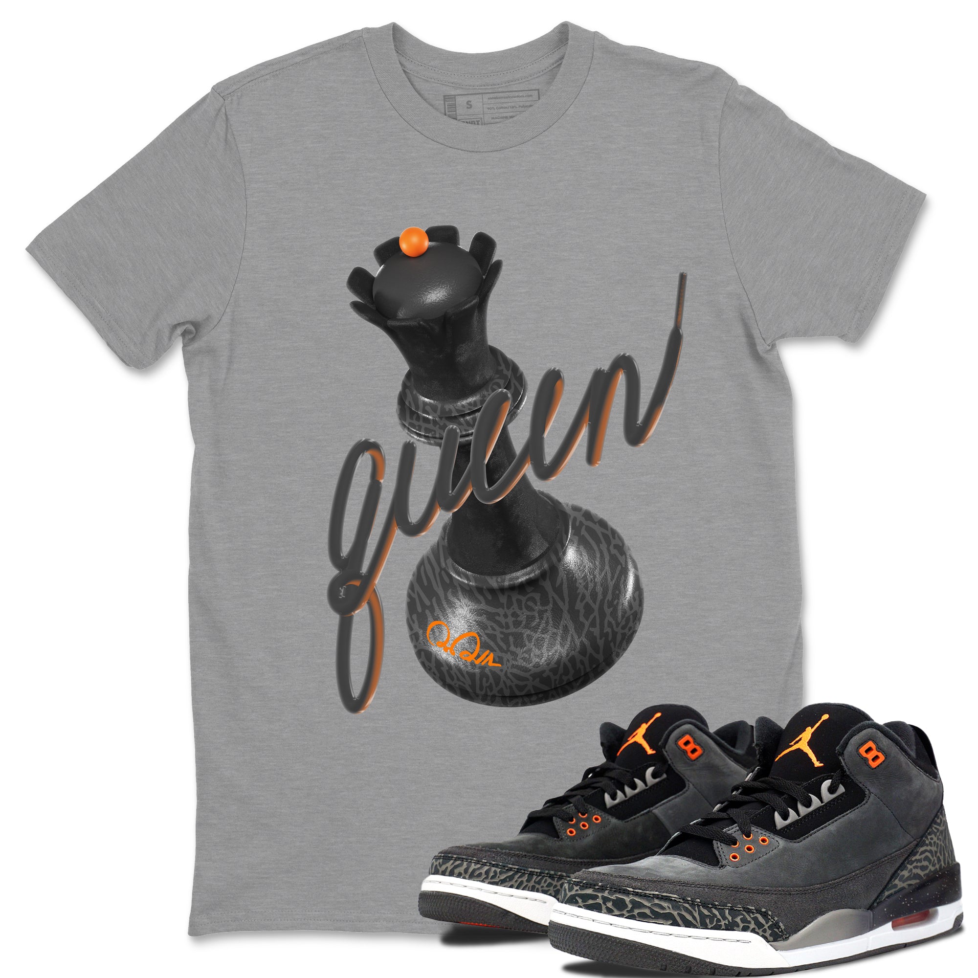 Air Jordan 3 Fear shirt to match jordans 3D Queen sneaker tees AJ3 Fear Drip Gear Zone Unisex Heather Grey 1 T-Shirt