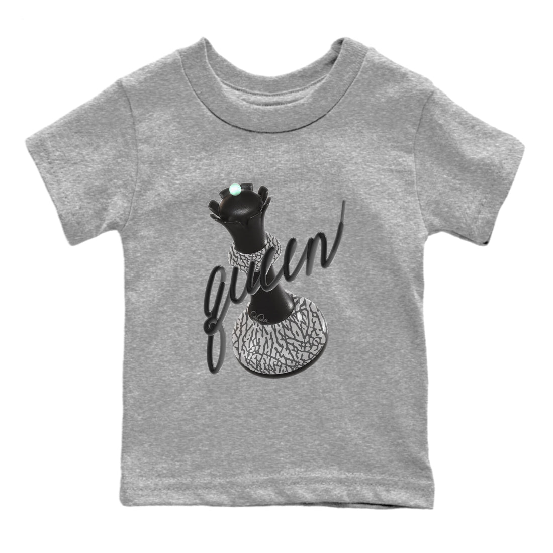 3s Green Glow shirt to match jordans 3D Queen sneaker tees Air Jordan 3 Green Glow Drip Gear Zone baby toddler Heather Grey 2 cotton Shirt