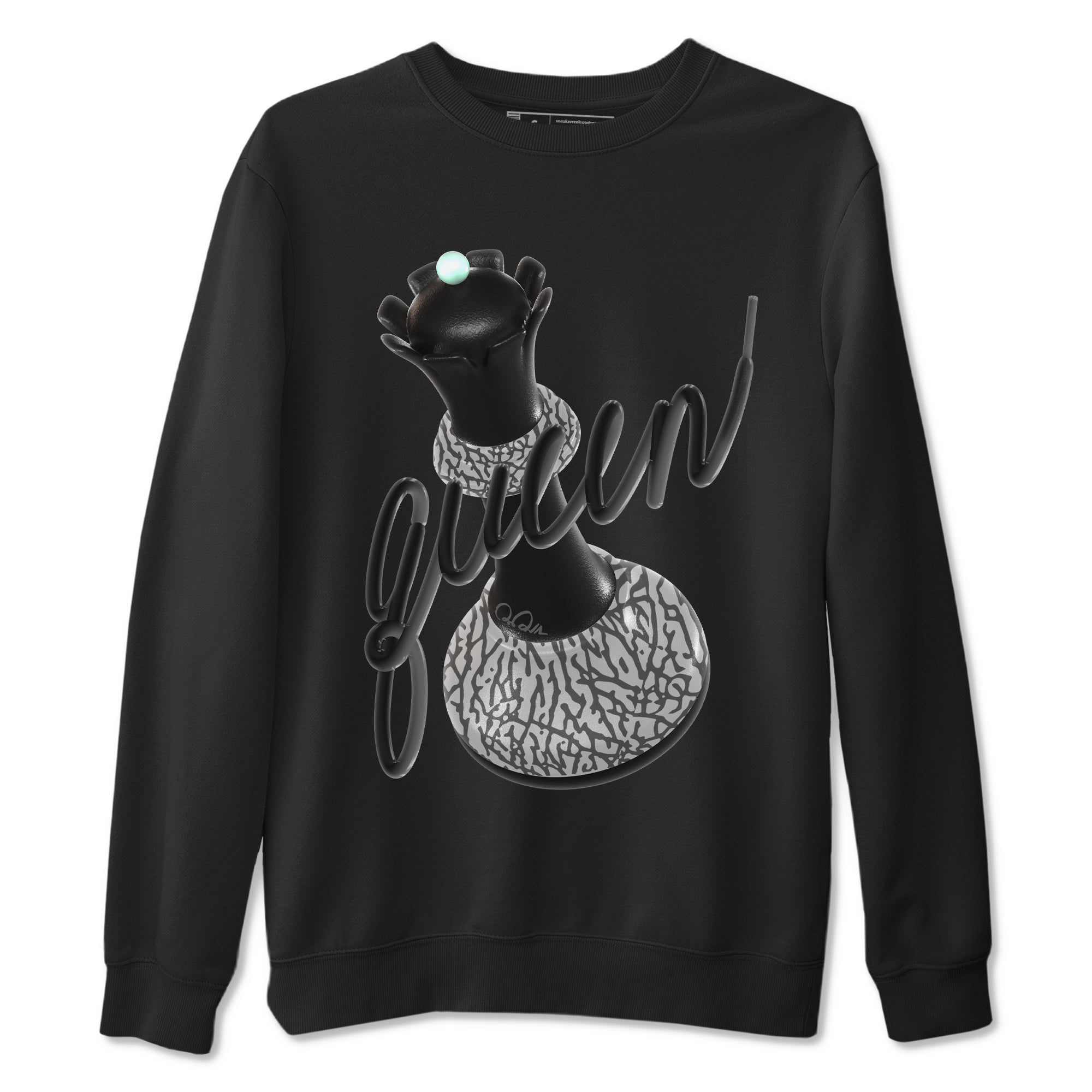 3s Green Glow shirt to match jordans 3D Queen sneaker tees Air Jordan 3 Green Glow Drip Gear Zone unisex cotton Black 2 crew neck shirt