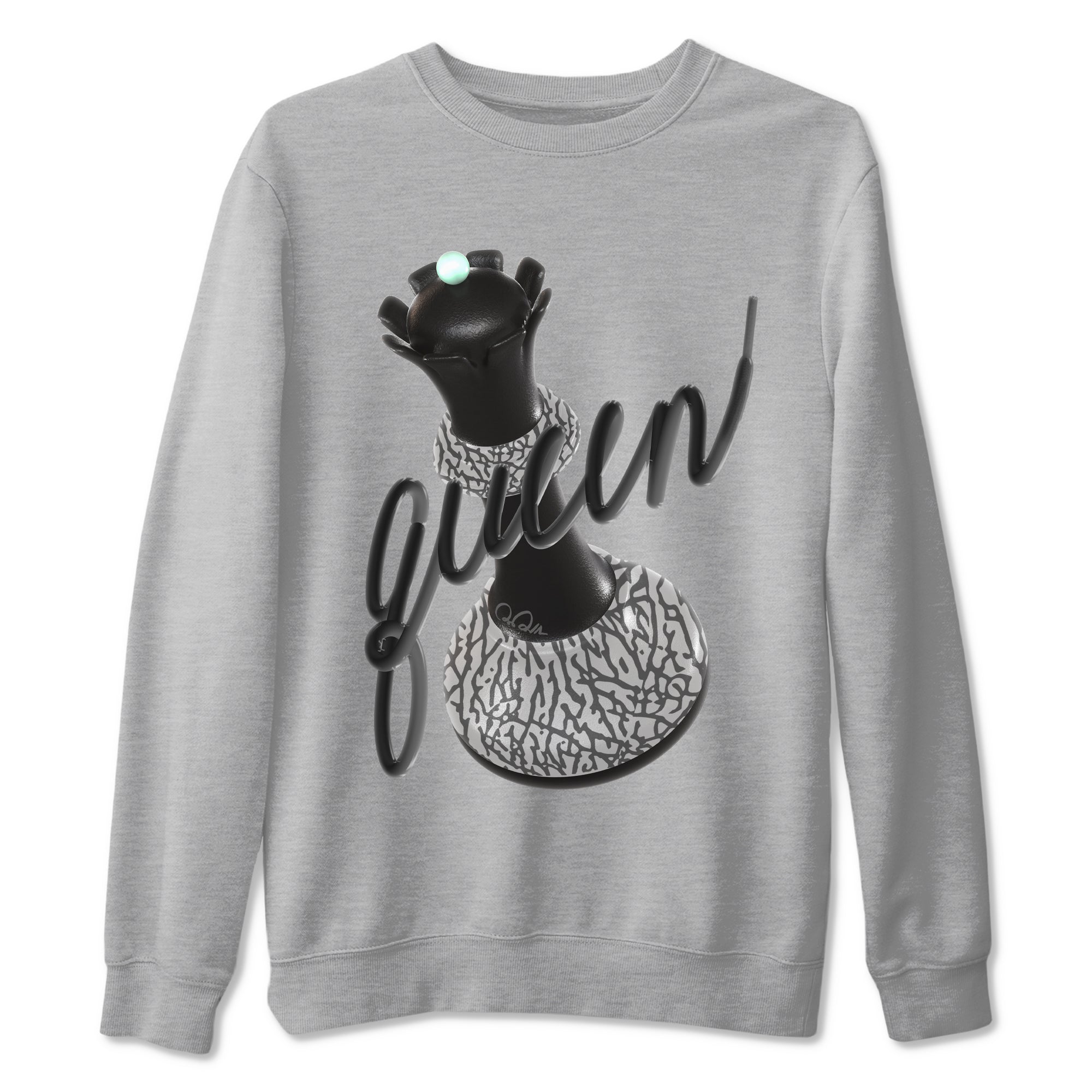 3s Green Glow shirt to match jordans 3D Queen sneaker tees Air Jordan 3 Green Glow Drip Gear Zone unisex cotton Heather Grey 2 crew neck shirt
