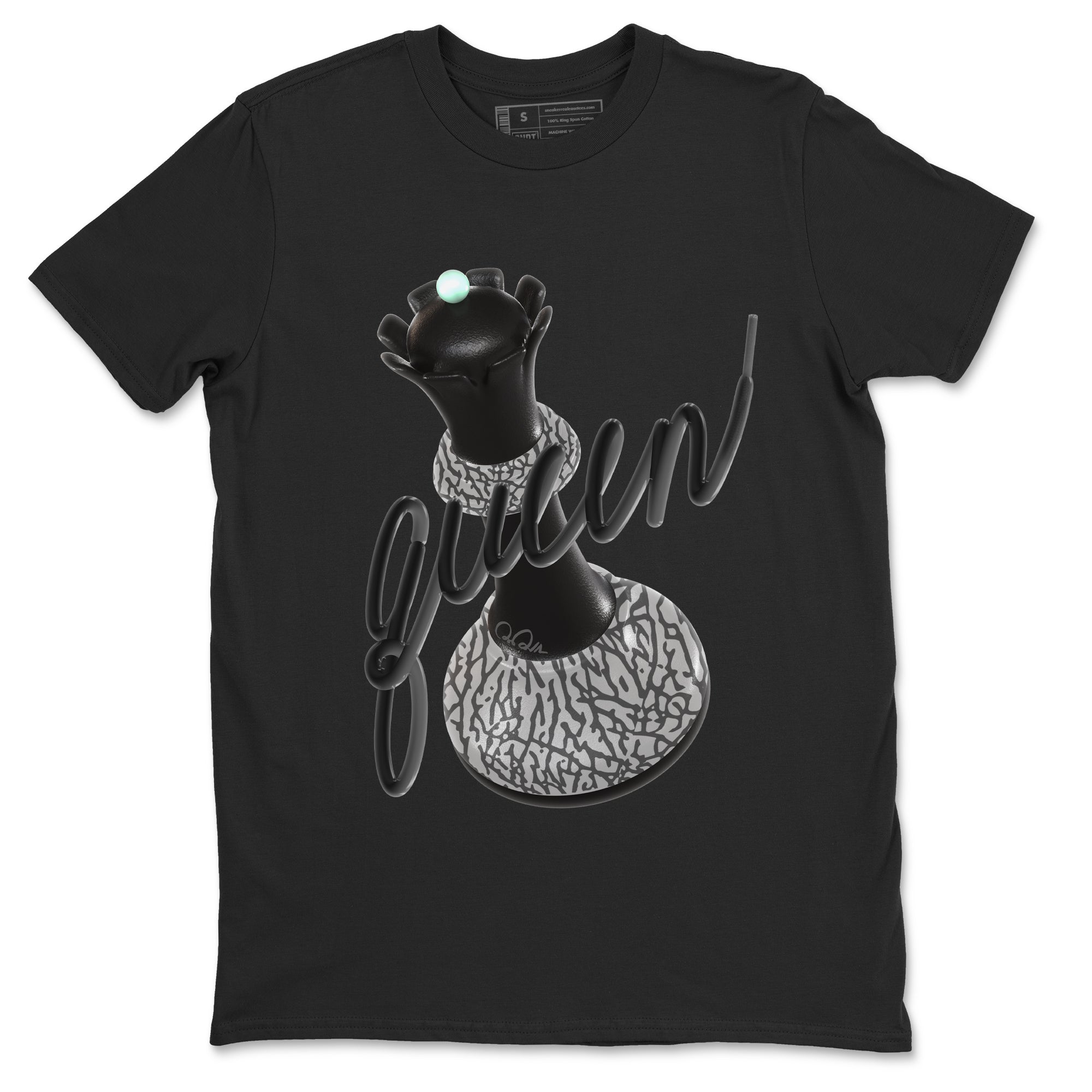 3s Green Glow shirt to match jordans 3D Queen sneaker tees Air Jordan 3 Green Glow Drip Gear Zone unisex cotton Black 2 crew neck shirt
