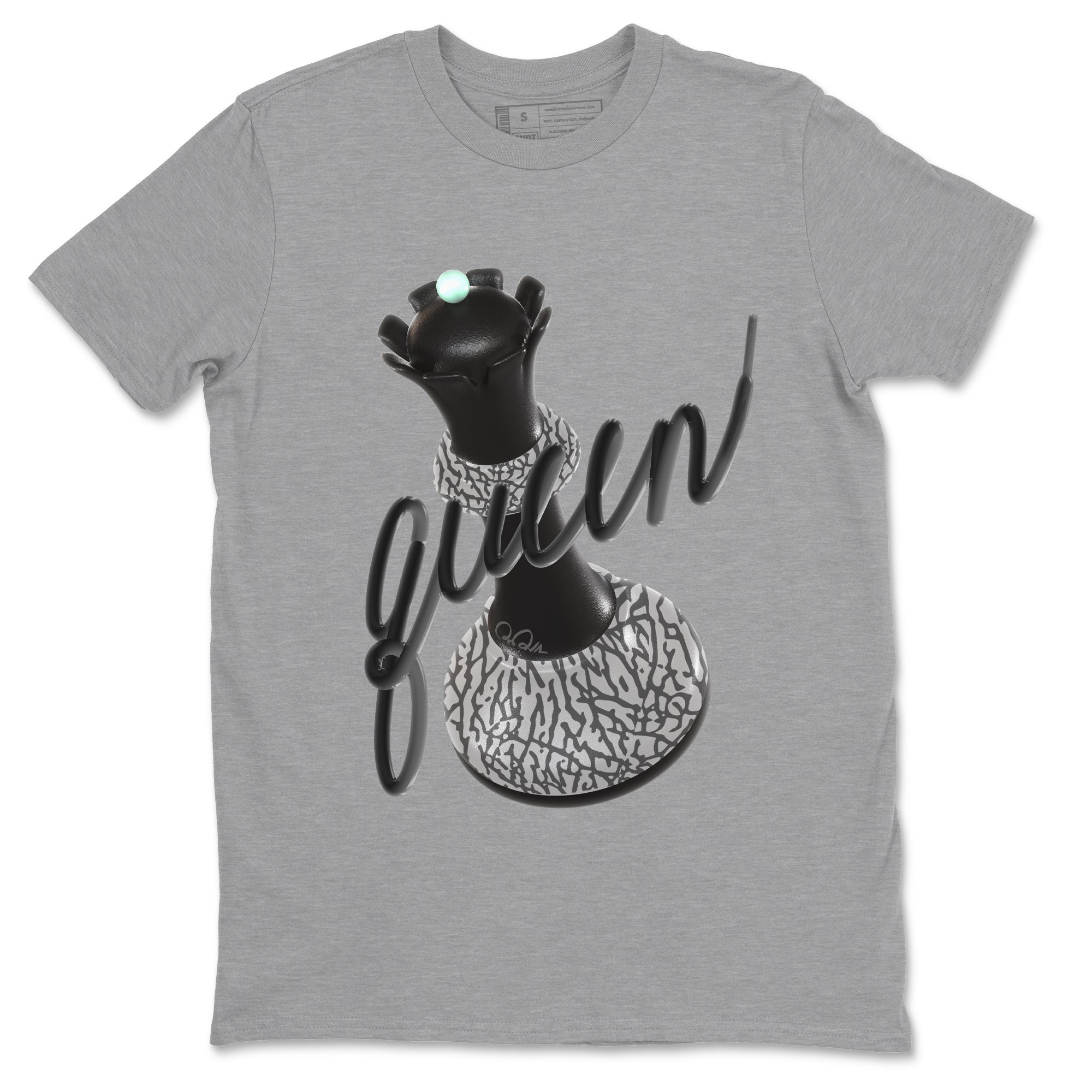 3s Green Glow shirt to match jordans 3D Queen sneaker tees Air Jordan 3 Green Glow Drip Gear Zone unisex cotton Heather Grey 2 crew neck shirt