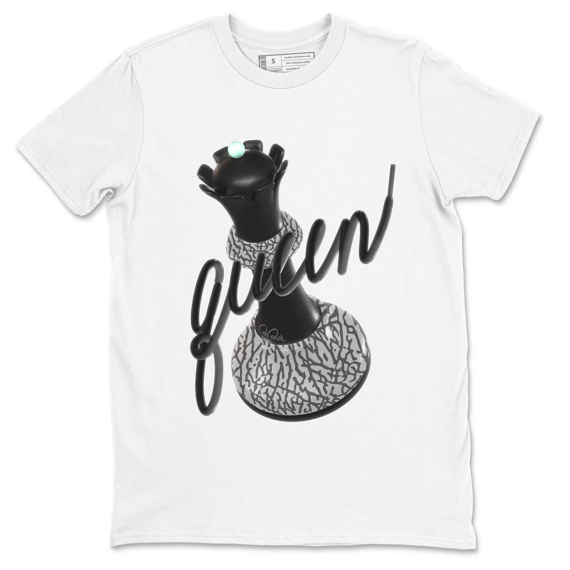 3s Green Glow shirt to match jordans 3D Queen sneaker tees Air Jordan 3 Green Glow Drip Gear Zone unisex cotton White 2 crew neck shirt