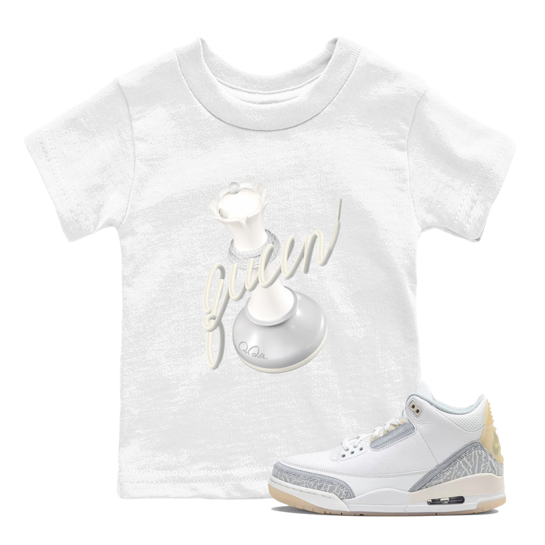 3s Ivory shirt to match jordans 3D Queen sneaker tees Air Jordan 3 Ivory Drip Gear Zone baby toddler White 1 cotton Shirt