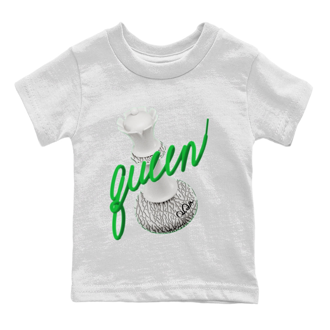 Air Jordan 3 Lucky Green Sneaker Match Tees 3D Queen Streetwear Sneaker Shirt AJ3 Lucky Green Sneaker Release Tees Kids Shirts White 2