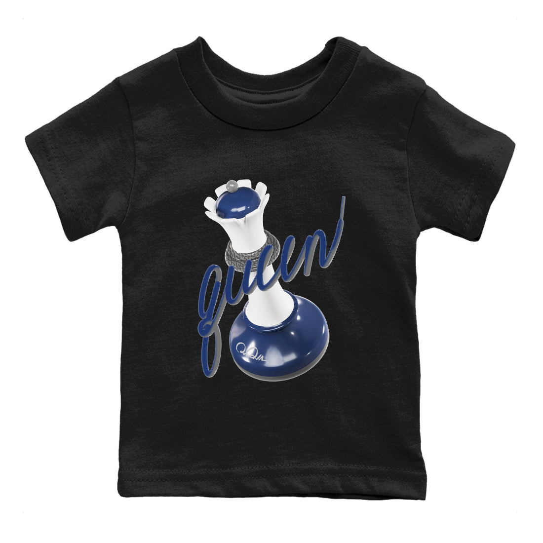 3s Midnight Navy shirt to match jordans 3D Queen sneaker match t-shirt AJ3 Midnight Navy Drip Gear Zone baby toddler Black 2 Crew Neck T-Shirt