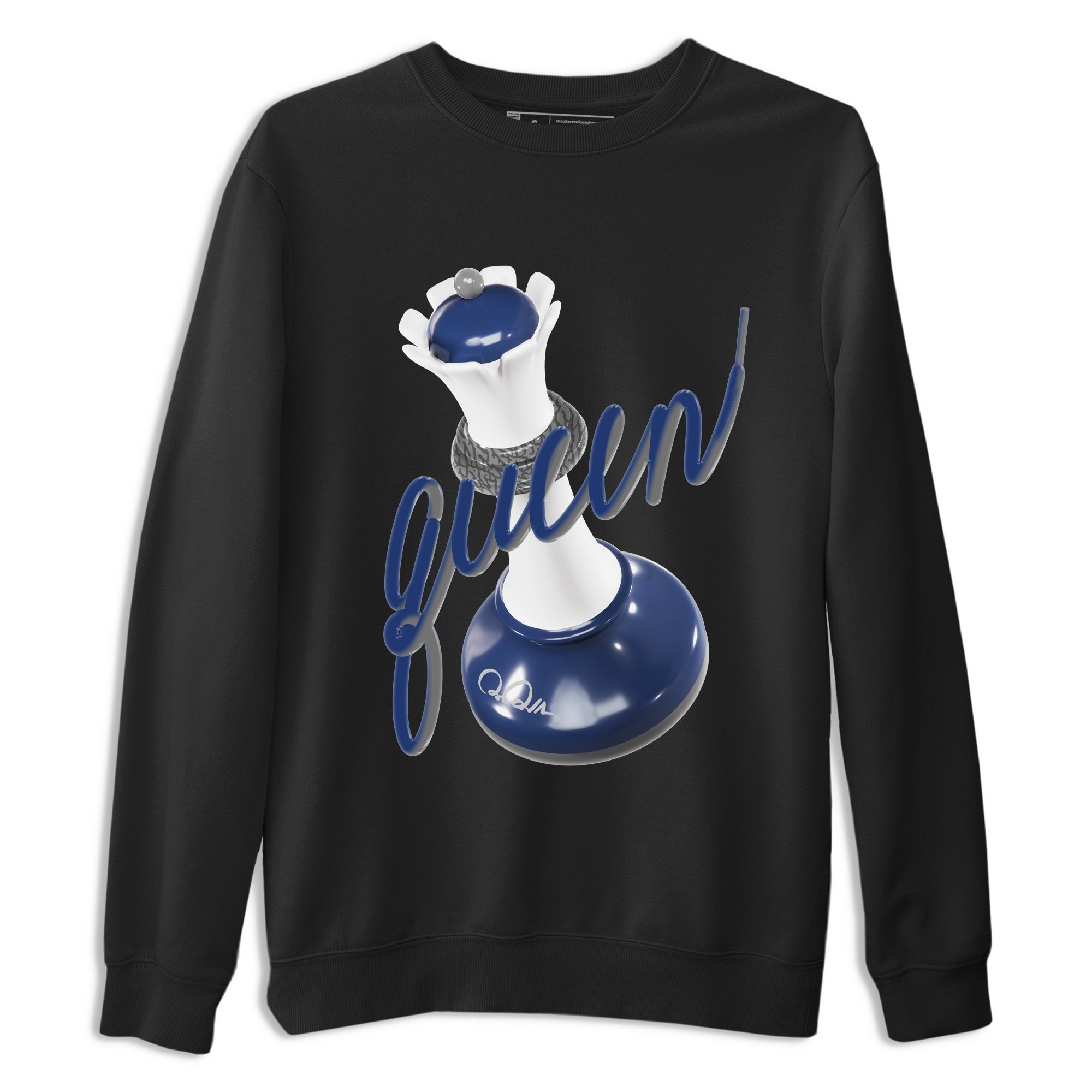 3s Midnight Navy shirt to match jordans 3D Queen sneaker match t-shirt AJ3 Midnight Navy Drip Gear Zone unisex cotton Black 2 Crew Neck T-Shirt