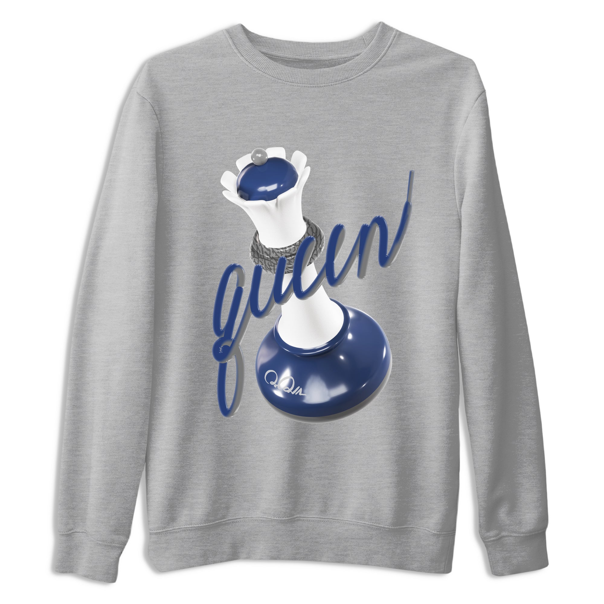 3s Midnight Navy shirt to match jordans 3D Queen sneaker match t-shirt AJ3 Midnight Navy Drip Gear Zone unisex cotton Heather Grey 2 Crew Neck T-Shirt