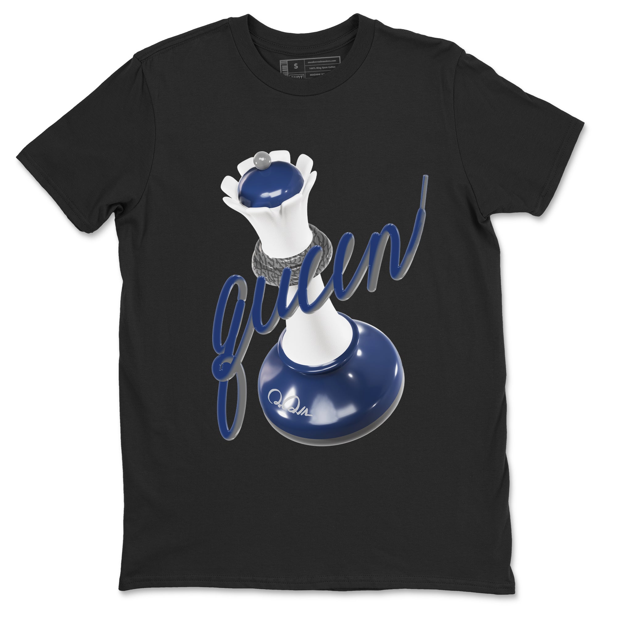 3s Midnight Navy shirt to match jordans 3D Queen sneaker match t-shirt AJ3 Midnight Navy Drip Gear Zone unisex cotton Black 2 Crew Neck T-Shirt