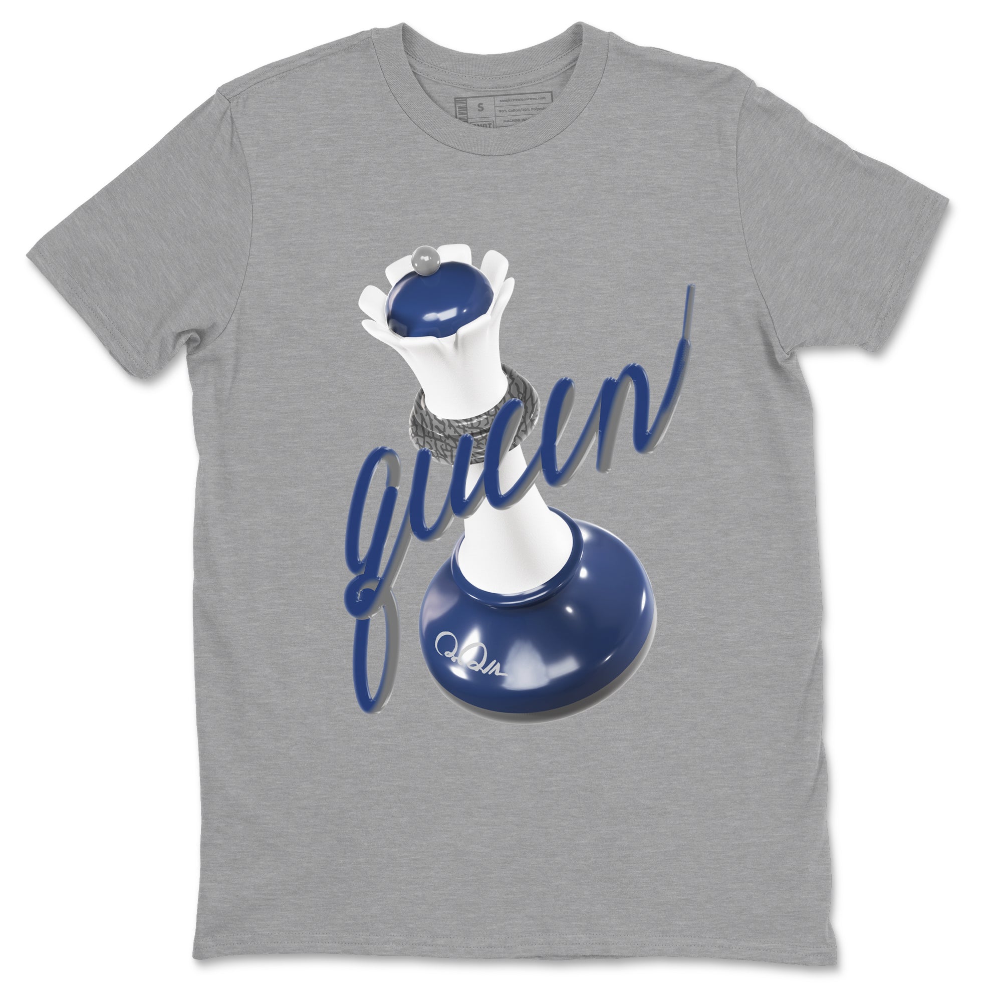 3s Midnight Navy shirt to match jordans 3D Queen sneaker match t-shirt AJ3 Midnight Navy Drip Gear Zone unisex cotton Heather Grey 2 Crew Neck T-Shirt