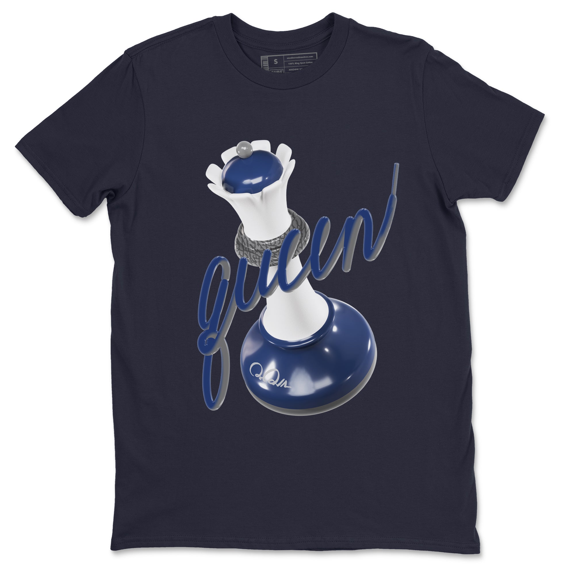 3s Midnight Navy shirt to match jordans 3D Queen sneaker match t-shirt AJ3 Midnight Navy Drip Gear Zone unisex cotton Navy 2 Crew Neck T-Shirt