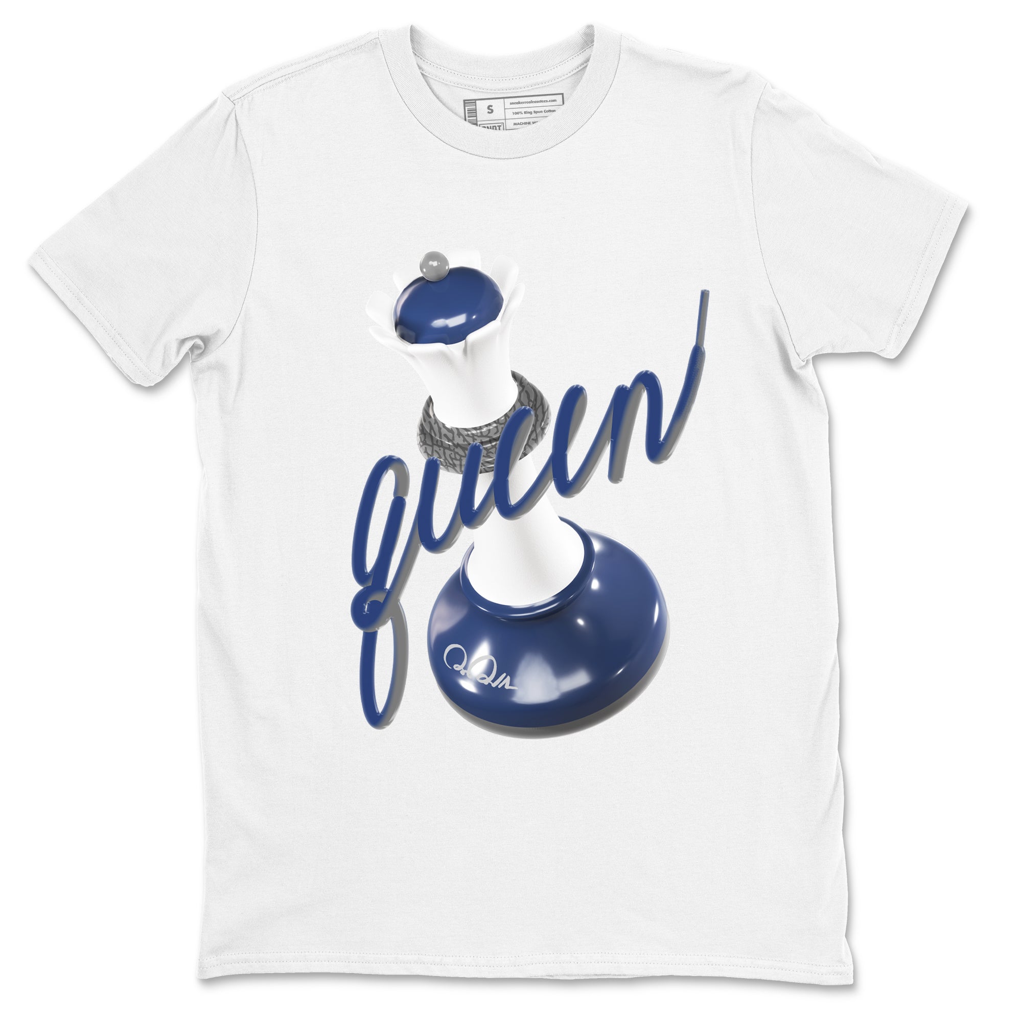 3s Midnight Navy shirt to match jordans 3D Queen sneaker match t-shirt AJ3 Midnight Navy Drip Gear Zone unisex cotton White 2 Crew Neck T-Shirt