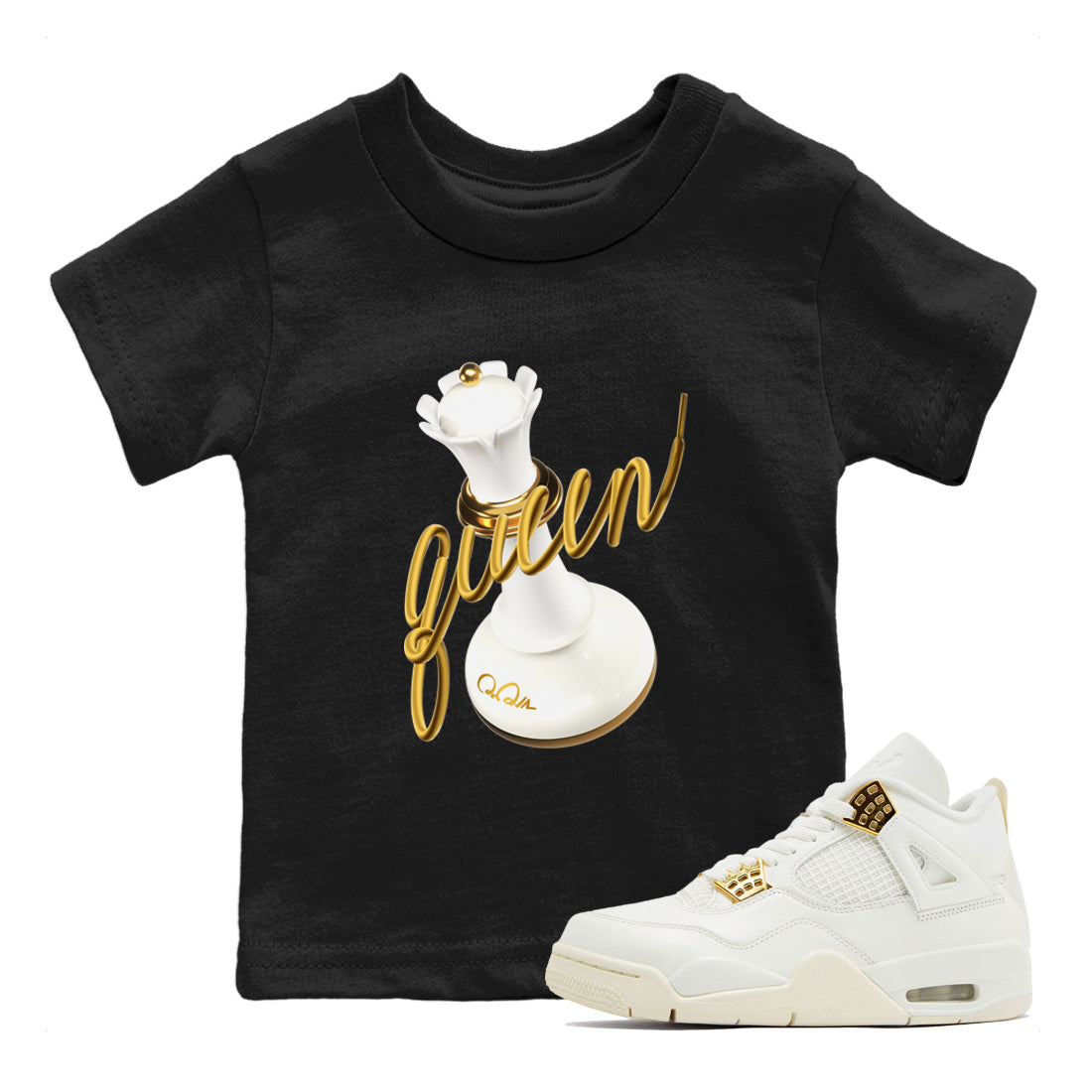 4s Sail 2024 shirt to match jordans 3D Queen sneaker tees Air Jordan 4 Sail 2024 Drip Gear Zone baby toddler Black 1 cotton Shirt