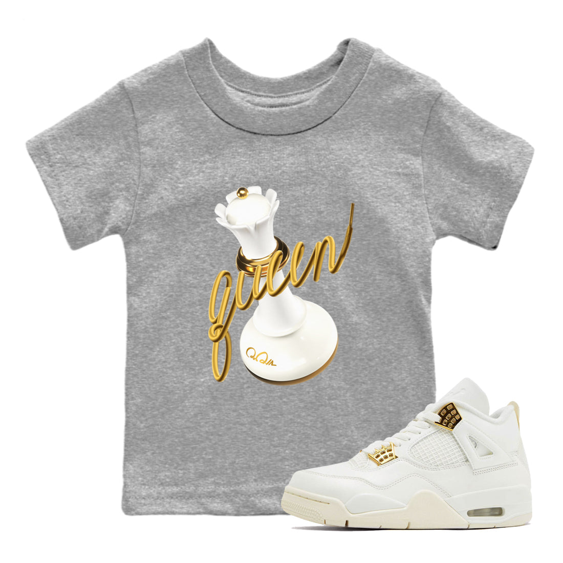 4s Sail 2024 shirt to match jordans 3D Queen sneaker tees Air Jordan 4 Sail 2024 Drip Gear Zone baby toddler Heather Grey 1 cotton Shirt