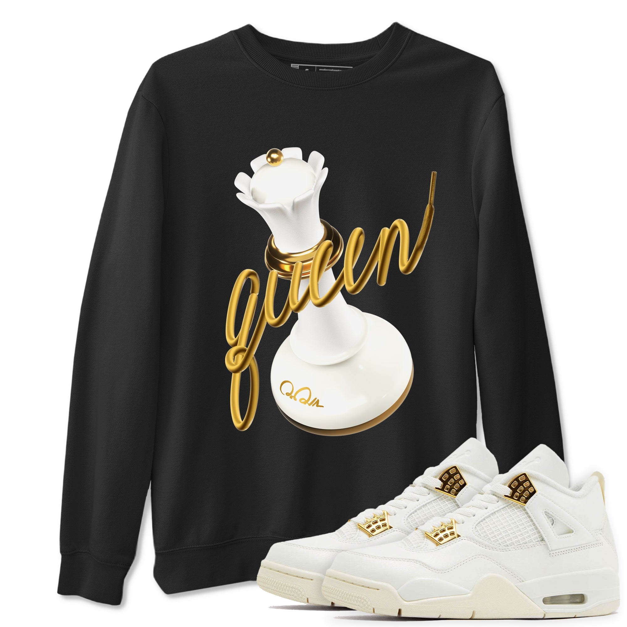 4s Sail 2024 shirt to match jordans 3D Queen sneaker tees Air Jordan 4 Sail 2024 Drip Gear Zone unisex cotton Black 1 crew neck shirt