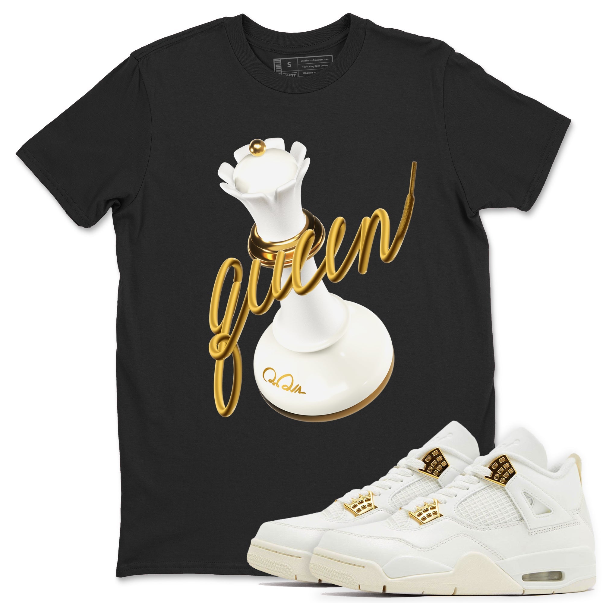 4s Sail 2024 shirt to match jordans 3D Queen sneaker tees Air Jordan 4 Sail 2024 Drip Gear Zone unisex cotton Black 1 crew neck shirt