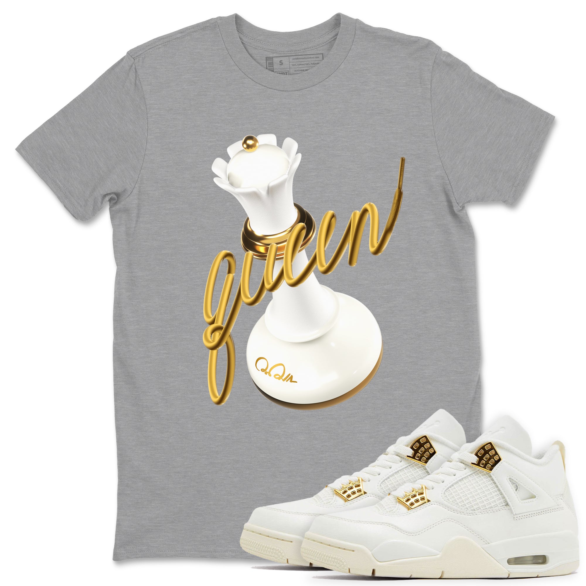 4s Sail 2024 shirt to match jordans 3D Queen sneaker tees Air Jordan 4 Sail 2024 Drip Gear Zone unisex cotton Heather Grey 1 crew neck shirt