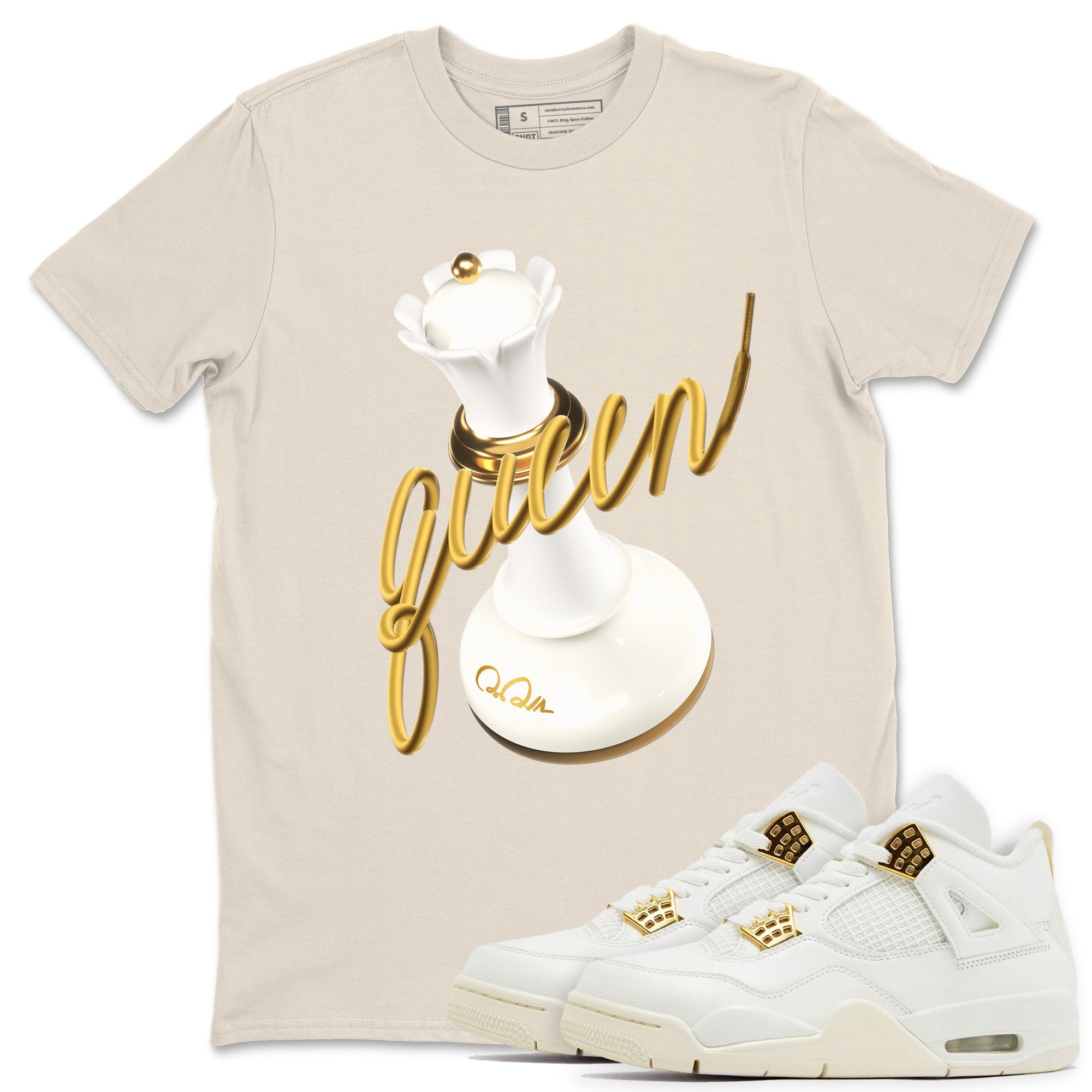 4s Sail 2024 shirt to match jordans 3D Queen sneaker tees Air Jordan 4 Sail 2024 Drip Gear Zone unisex cotton Natural 1 crew neck shirt