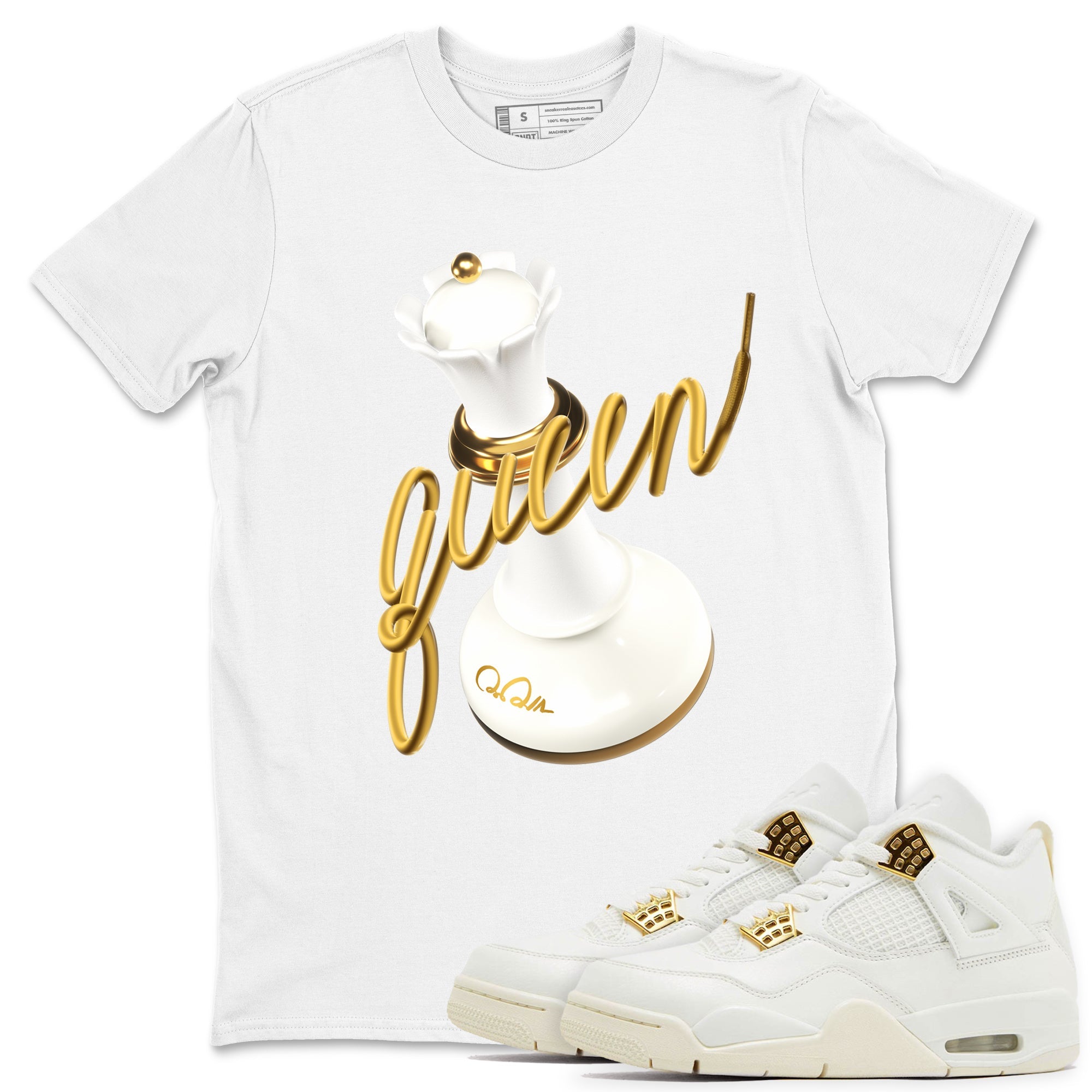 4s Sail 2024 shirt to match jordans 3D Queen sneaker tees Air Jordan 4 Sail 2024 Drip Gear Zone unisex cotton White 1 crew neck shirt