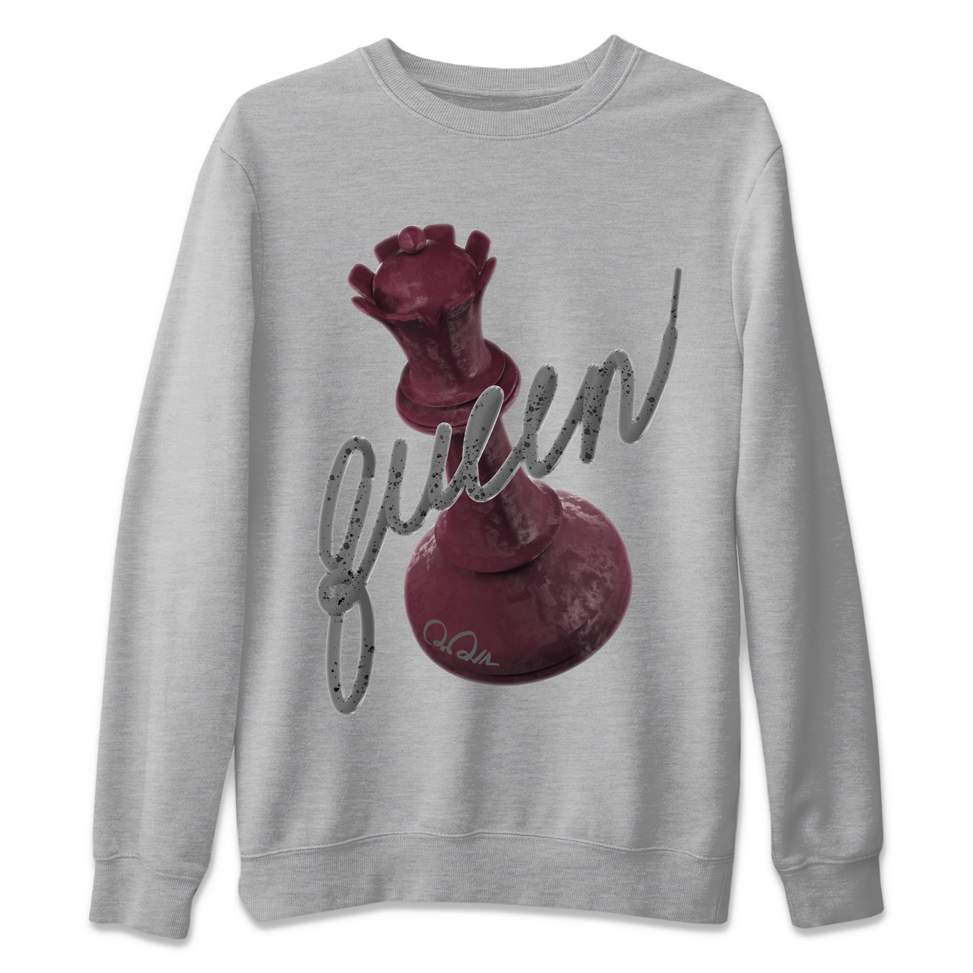 Air Jordan 5 Burgundy Sneaker Match Tees 3D Queen Streetwear Sneaker Shirt Air Jordan 5 Burgundy Sneaker Release Tees Unisex Shirts Heather Grey 2