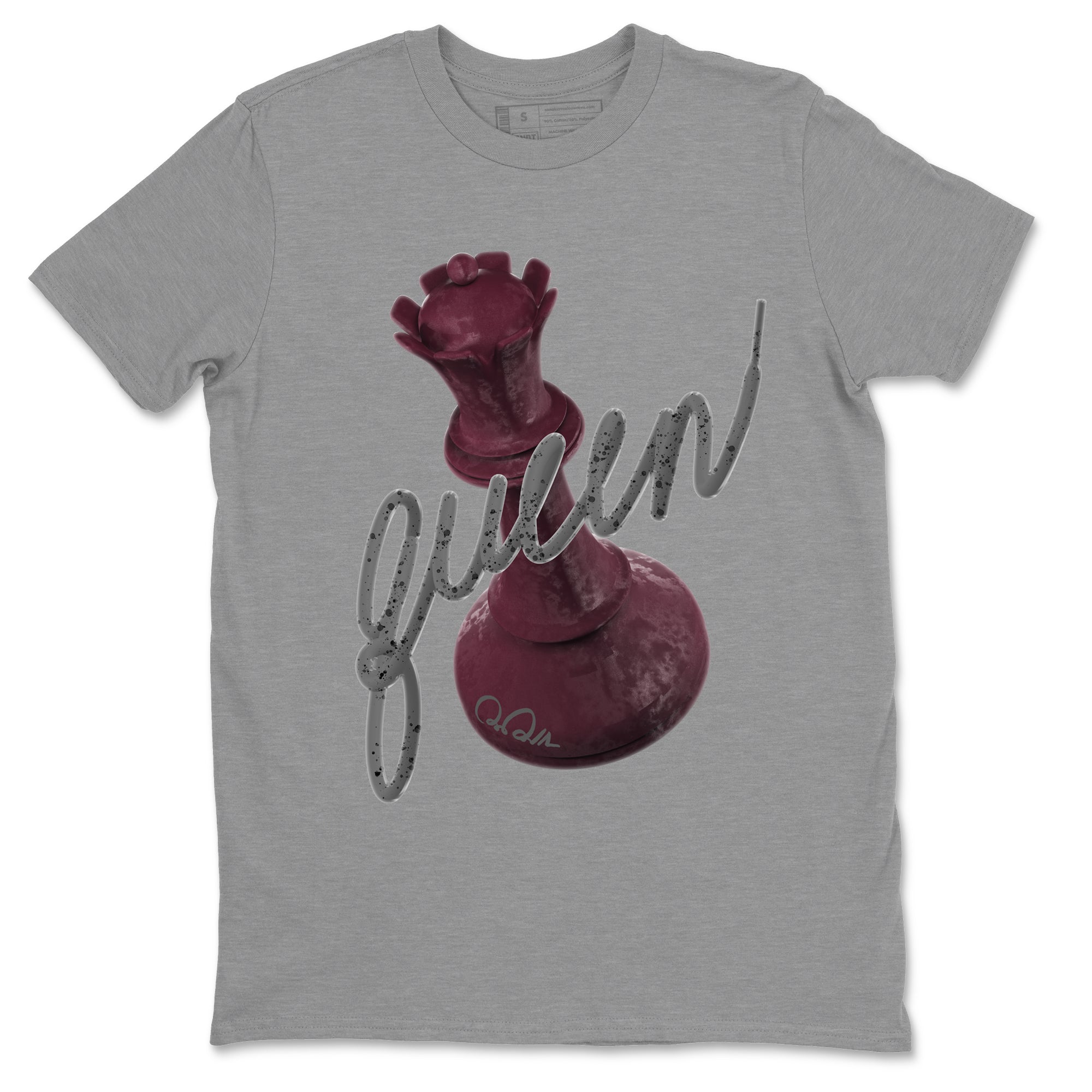 Air Jordan 5 Burgundy Sneaker Match Tees 3D Queen Streetwear Sneaker Shirt Air Jordan 5 Burgundy Sneaker Release Tees Unisex Shirts Heather Grey 2