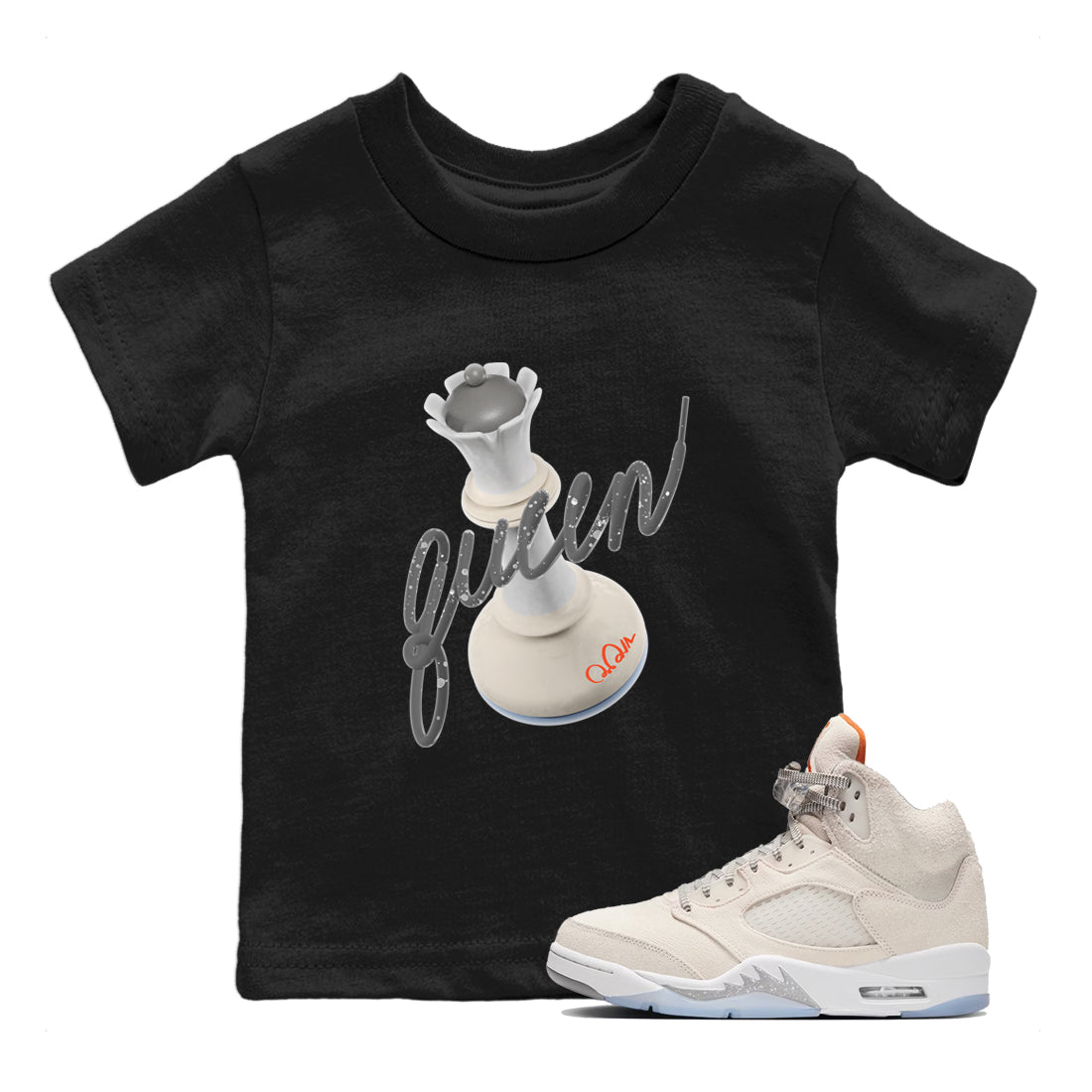 Air Jordan 5 Craft Sneaker Match Tees 3D Queen Streetwear Sneaker Shirt AJ5 SE Craft Sneaker Release Tees Kids Shirts Black 1