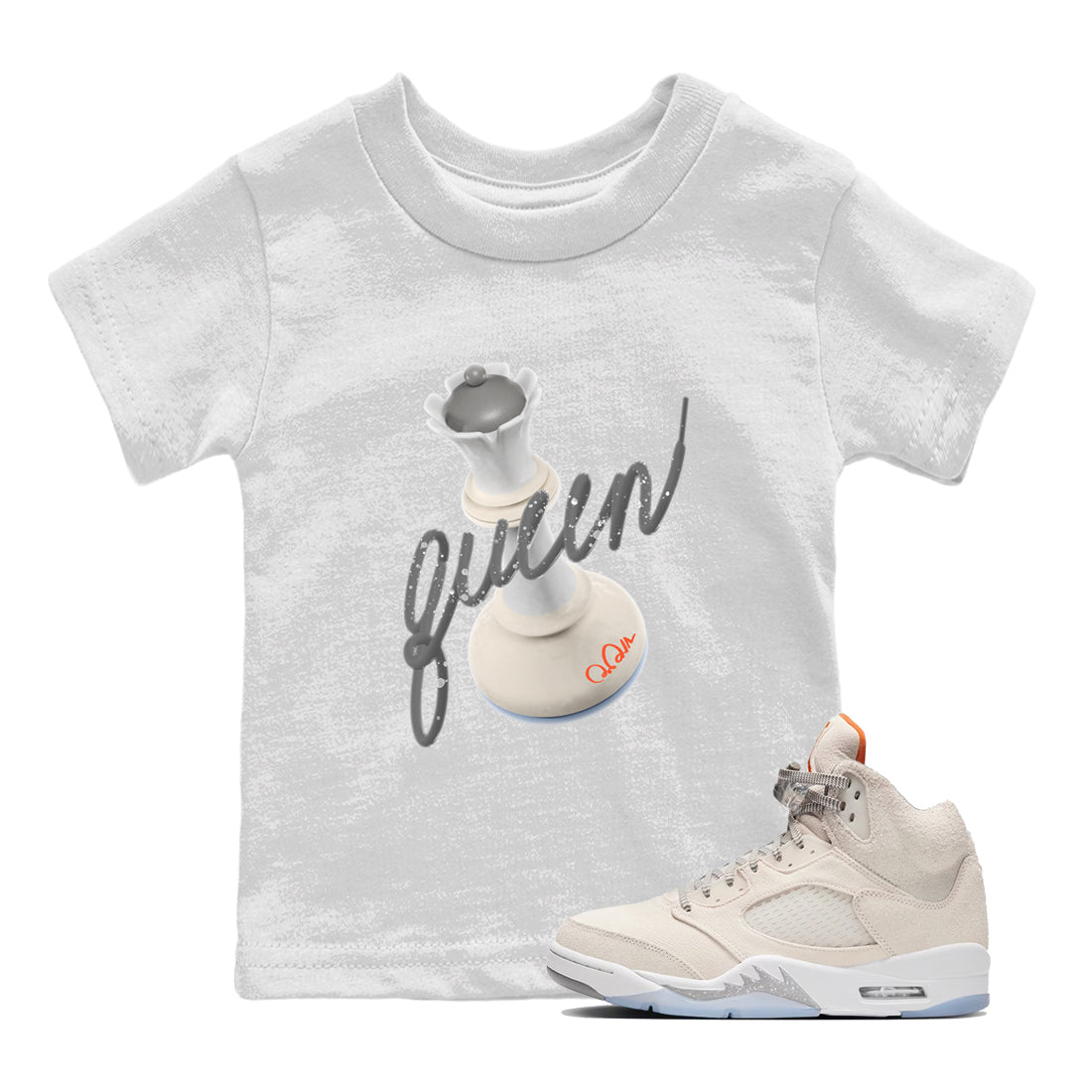 Air Jordan 5 Craft Sneaker Match Tees 3D Queen Streetwear Sneaker Shirt AJ5 SE Craft Sneaker Release Tees Kids Shirts White 1