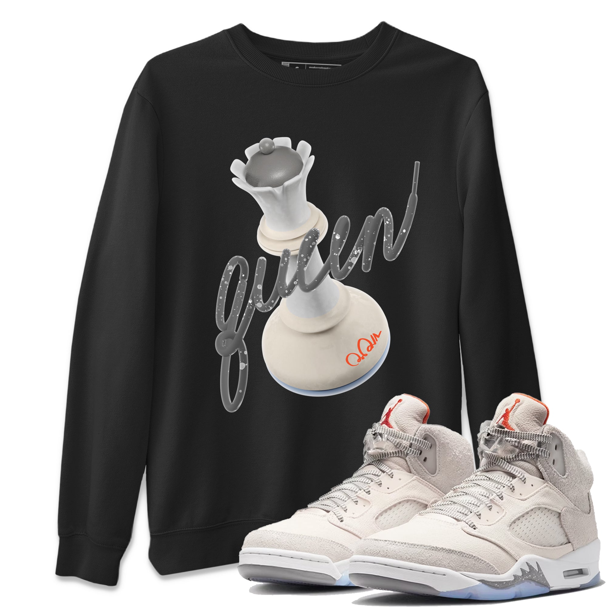 Air Jordan 5 Craft Sneaker Match Tees 3D Queen Streetwear Sneaker Shirt AJ5 SE Craft Sneaker Release Tees Unisex Shirts Black 1