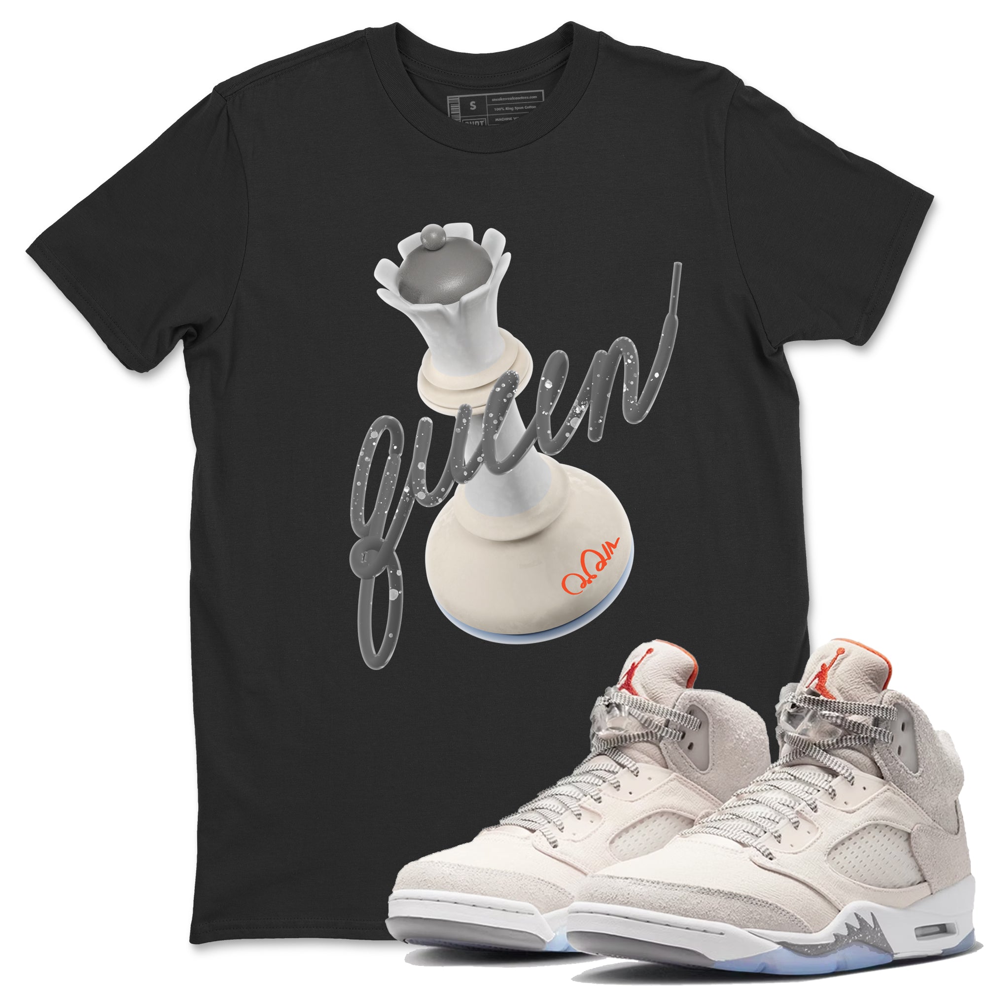 Air Jordan 5 Craft Sneaker Match Tees 3D Queen Streetwear Sneaker Shirt AJ5 SE Craft Sneaker Release Tees Unisex Shirts Black 1