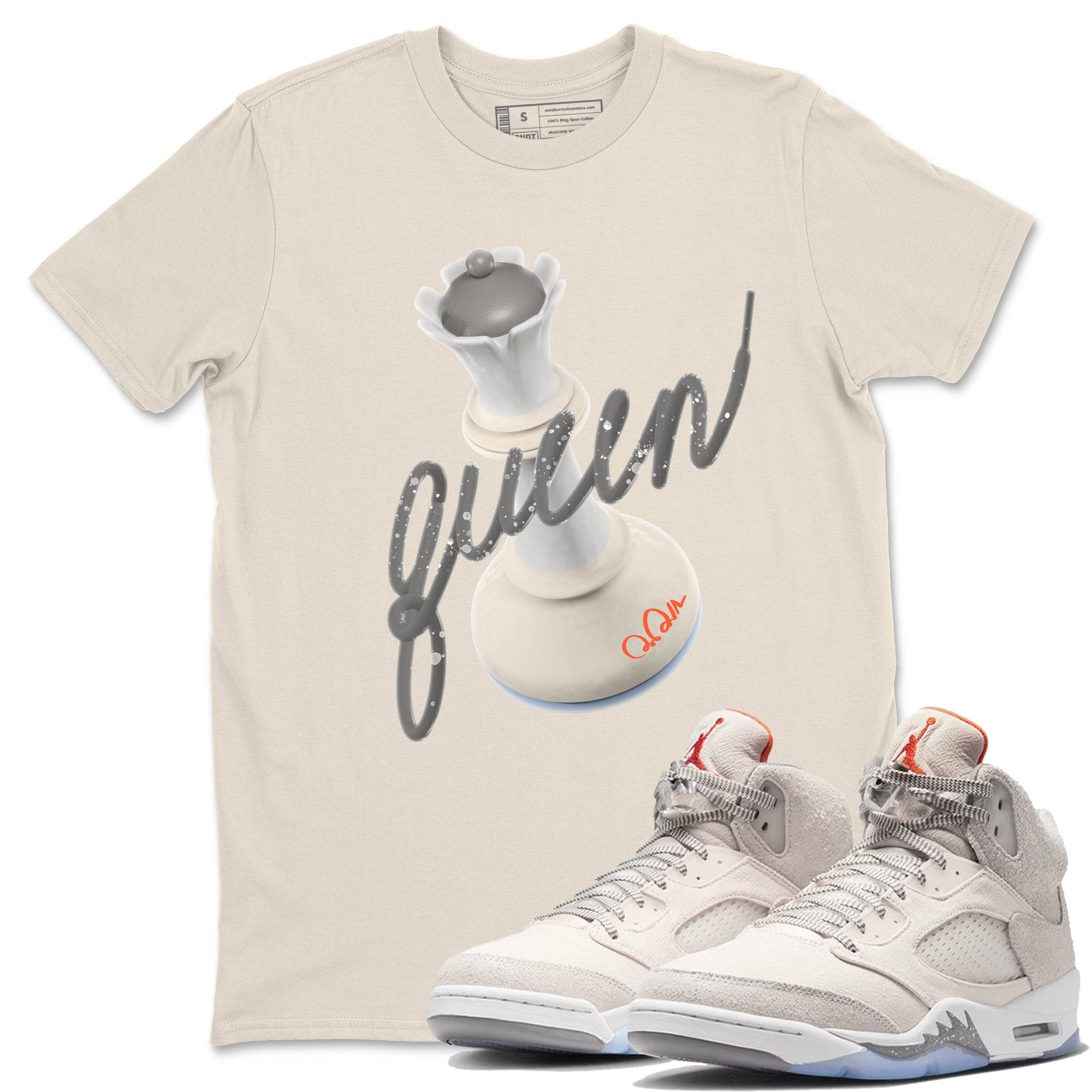 Air Jordan 5 Craft Sneaker Match Tees 3D Queen Streetwear Sneaker Shirt AJ5 SE Craft Sneaker Release Tees Unisex Shirts Natural 1