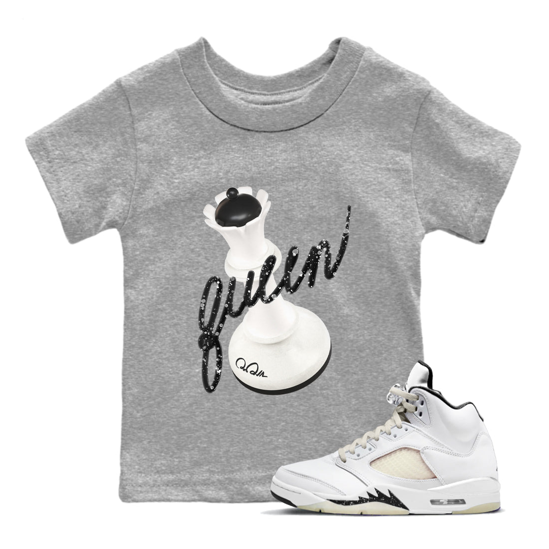 5s Sail shirt to match jordans 3D Queen sneaker tees Air Jordan 5 Sail Drip Gear Zone baby toddler Heather Grey 1 cotton Shirt