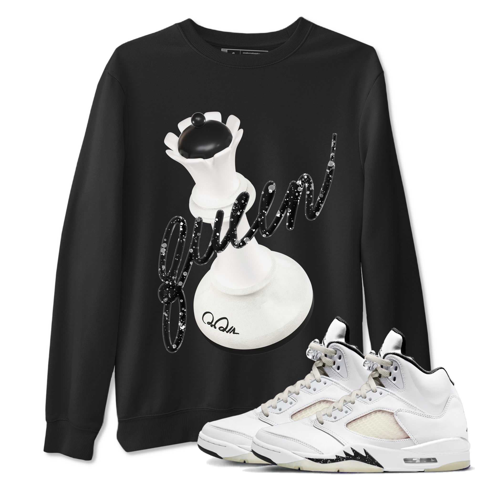5s Sail shirt to match jordans 3D Queen sneaker tees Air Jordan 5 Sail Drip Gear Zone unisex cotton Black 1 crew neck shirt