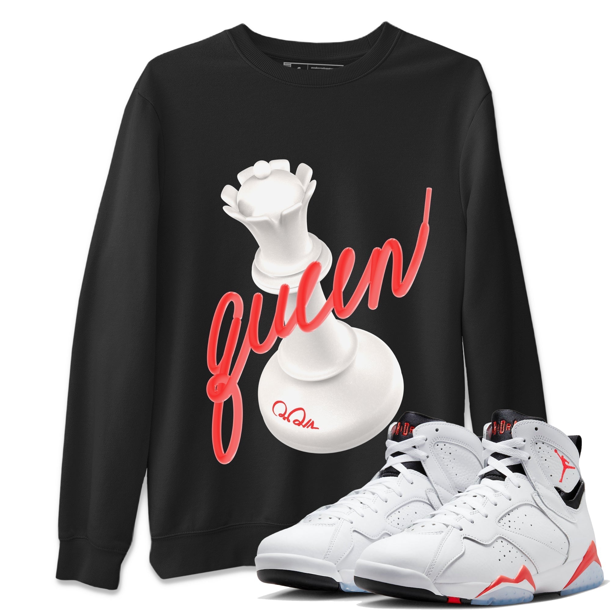 Air Jordan 7 Infrared Sneaker Match Tees 3D Queen Streetwear Sneaker Shirt AJ7 Infrared Sneaker Release Tees Unisex Shirts Black 1