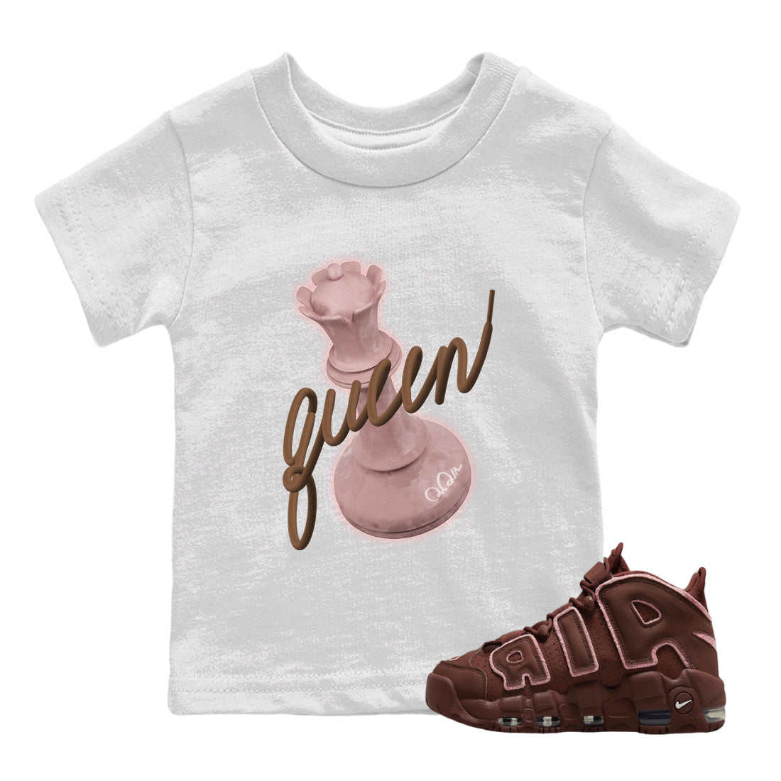 Air More Uptempo Valentines Day Shirt To Match Jordans 3D Queen Sneaker Tees Nike Uptempo Valentines Day Drip Gear Zone Sneaker Matching Clothing Kids Shirts White 1