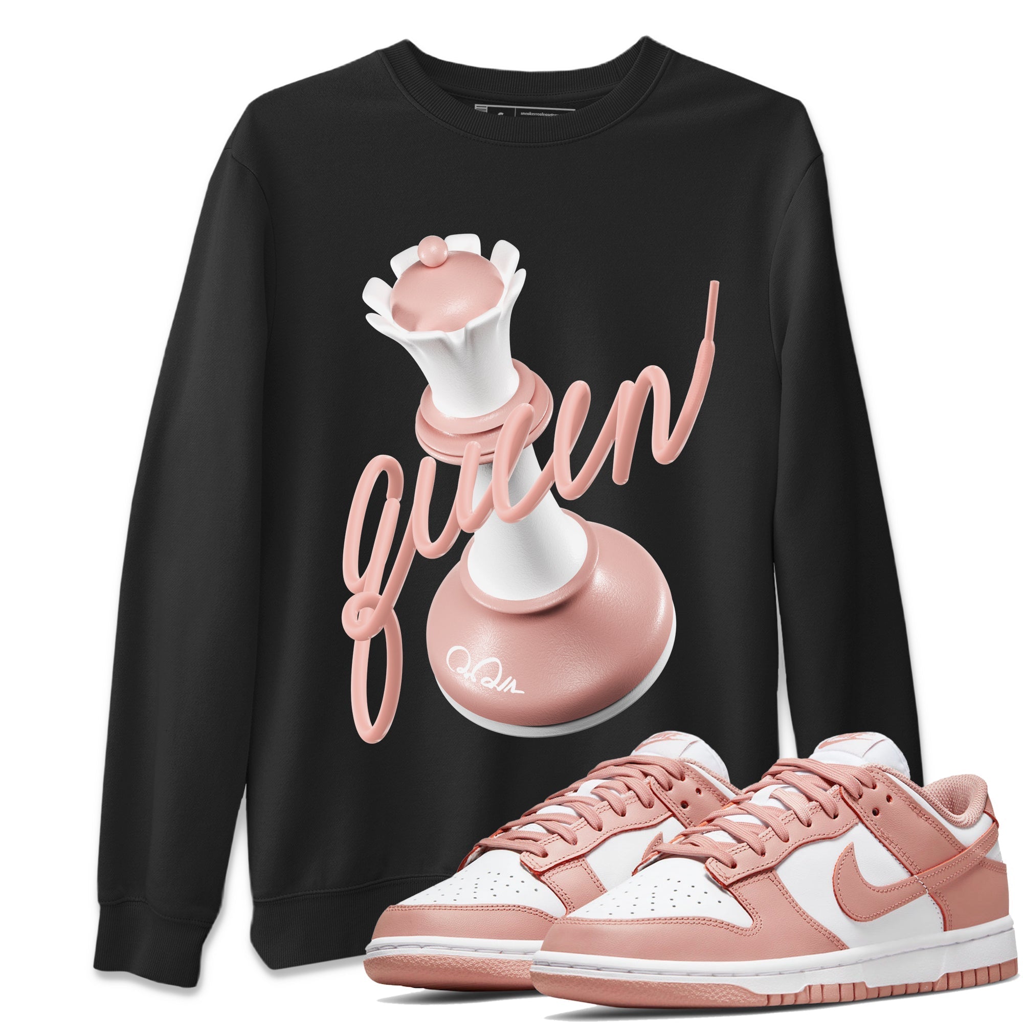 Dunk Rose Whisper shirt to match jordans 3D Queen Streetwear Sneaker Shirt Nike Dunk LowRose Whisper Drip Gear Zone Sneaker Matching Clothing Unisex Black 1 T-Shirt