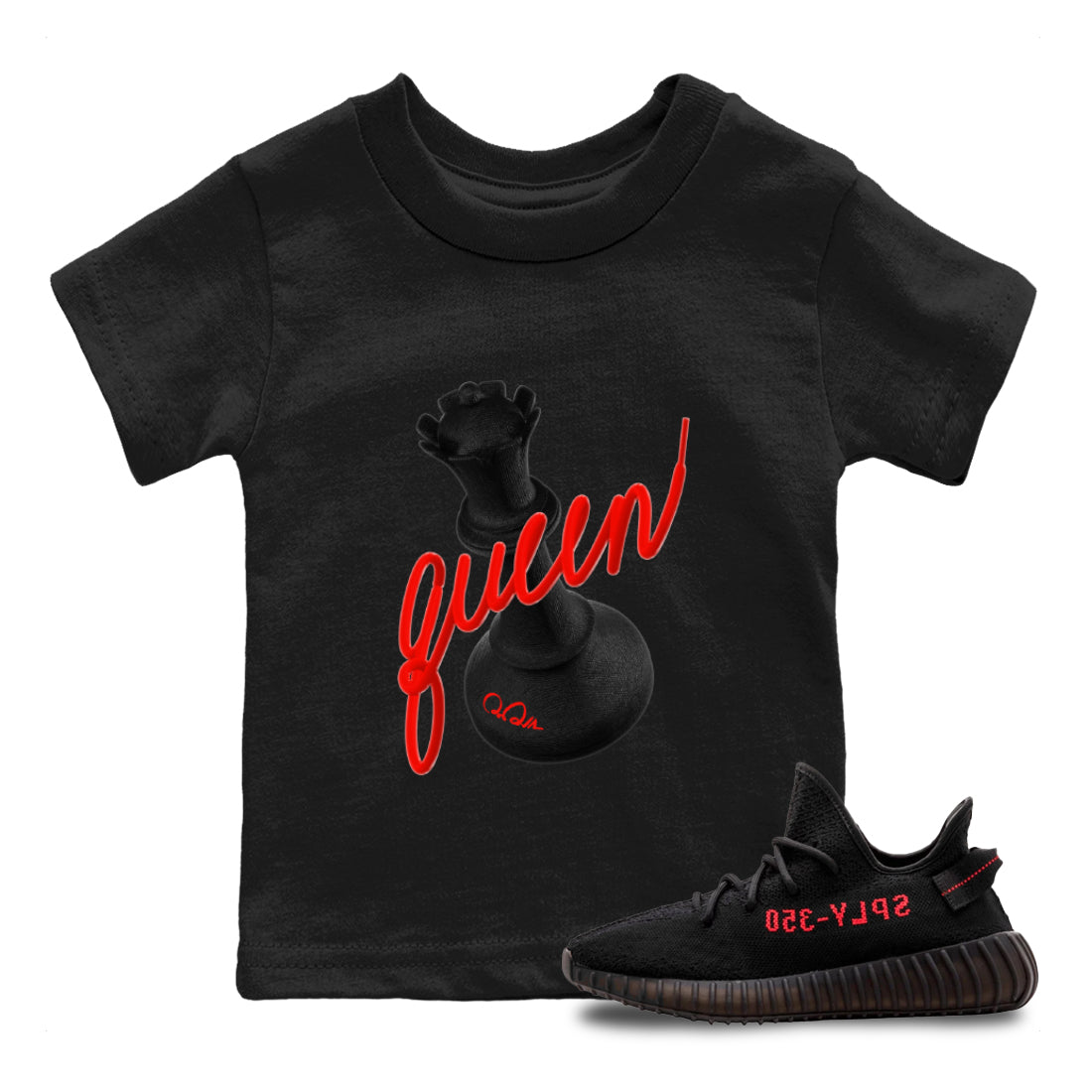 Yeezy 350 Bred shirt to match jordans 3D Queen Streetwear Sneaker Shirt Adidas Yeezy Boost V2 350 Bred Drip Gear Zone Sneaker Matching Clothing Baby Toddler Black 1 T-Shirt